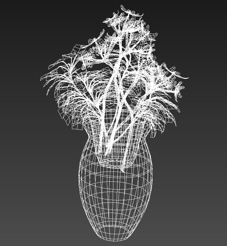 Pink flowers ceramic vase 3D model_16