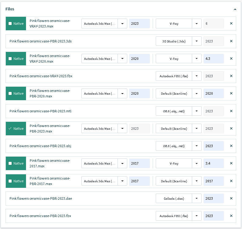 Pink flowers ceramic vase 3D model_17