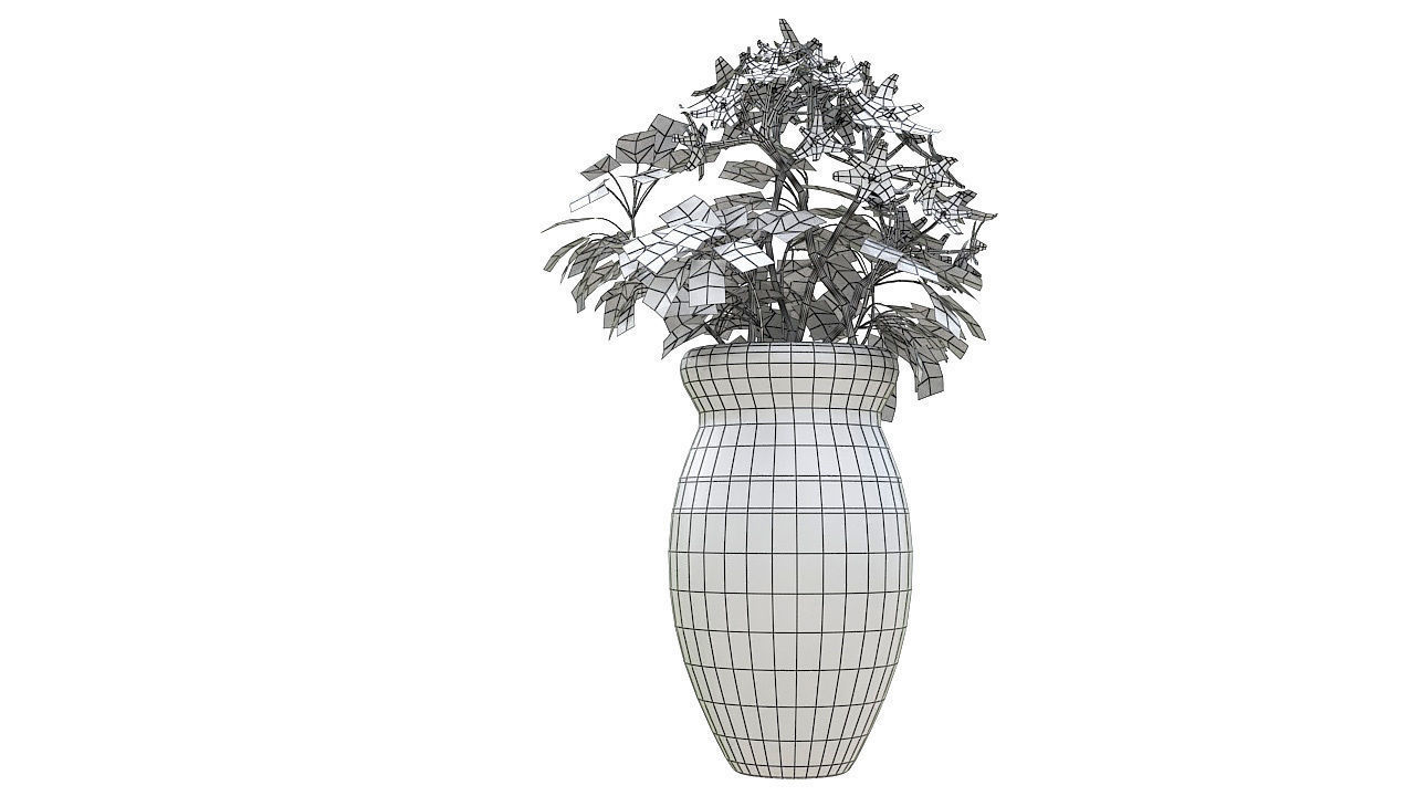 Pink flowers ceramic vase 3D model_8