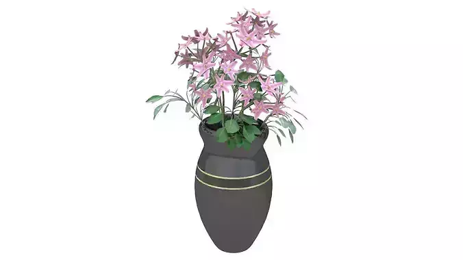 Pink flowers ceramic vase 3D model