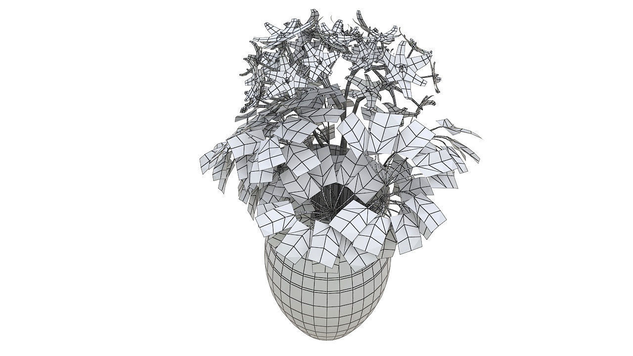 Pink flowers ceramic vase 3D model_11