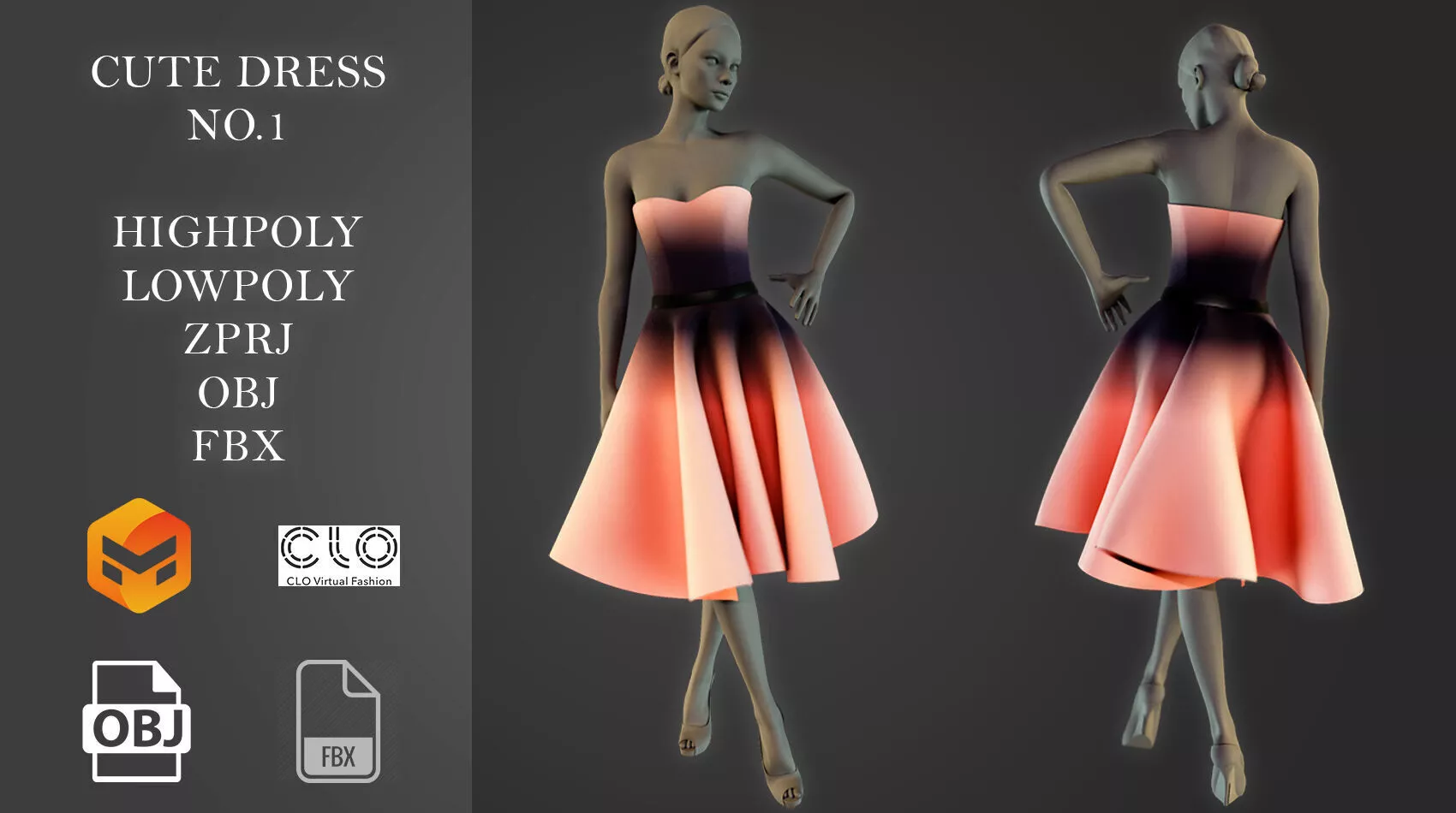 CUTE DRESS Free low-poly 3D model