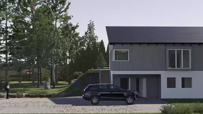 Residential House Exterior and Interior Model