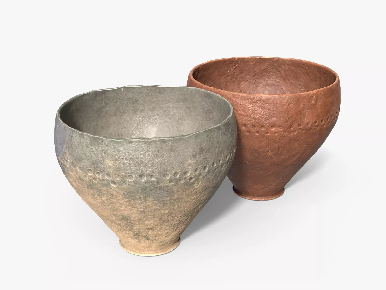 Ancient and Newly Made Untreated Pots Low-poly 3D model