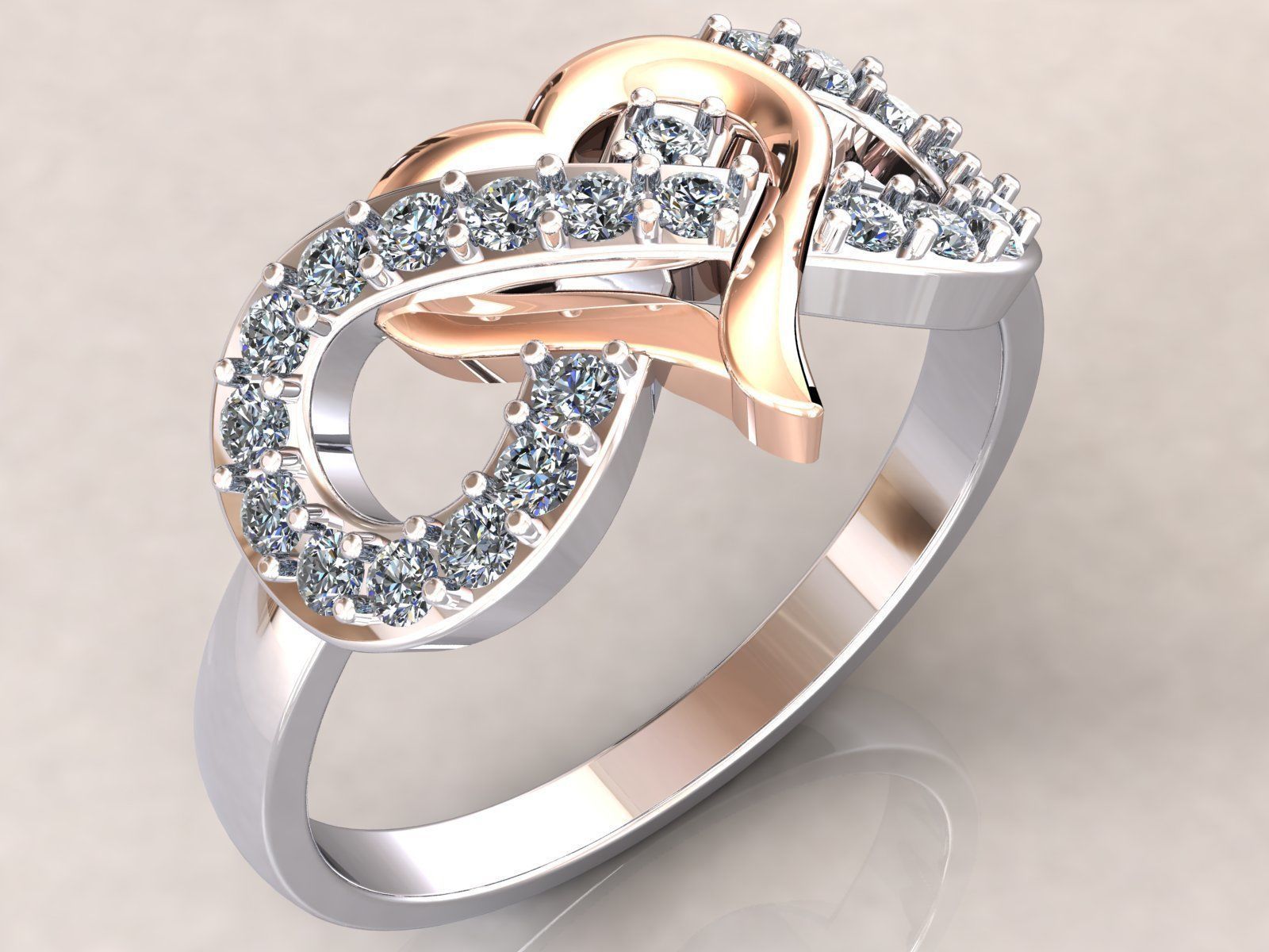 Infinity Heart Ring Diamonds 3D print model_1