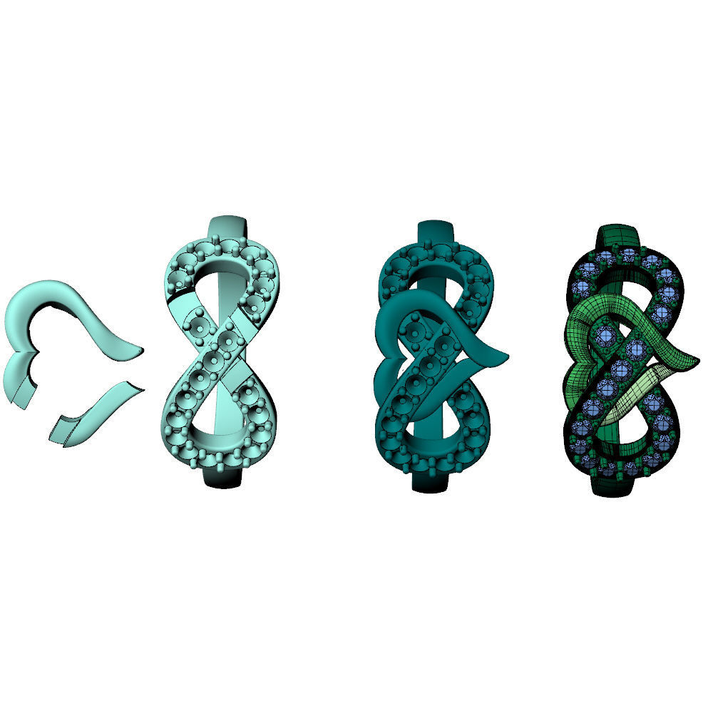 Infinity Heart Ring Diamonds 3D print model_11