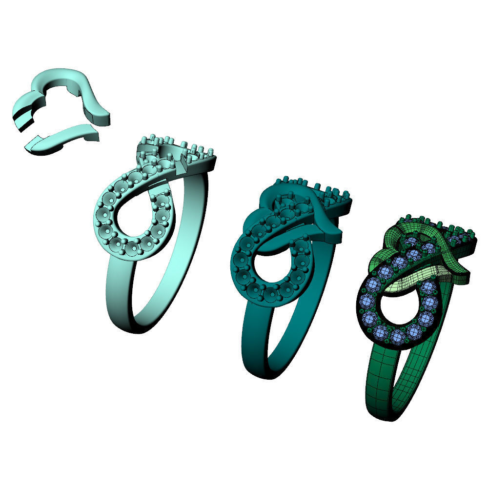 Infinity Heart Ring Diamonds 3D print model_10