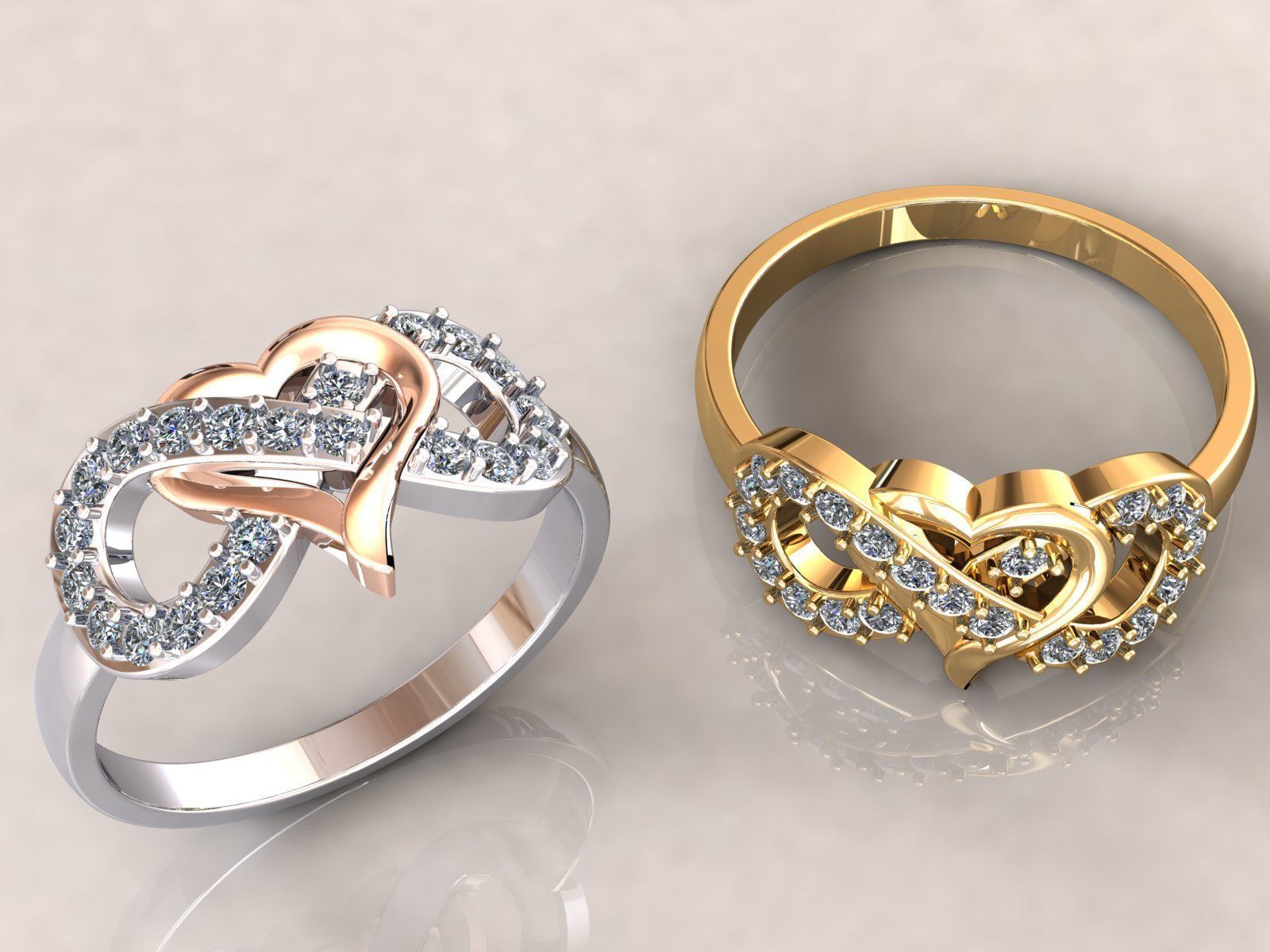 Infinity Heart Ring Diamonds 3D print model_5