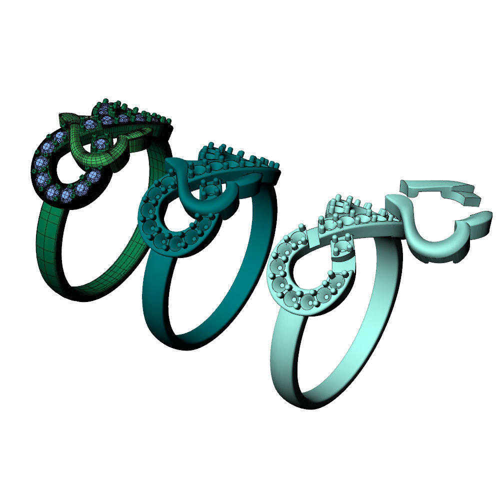 Infinity Heart Ring Diamonds 3D print model_14
