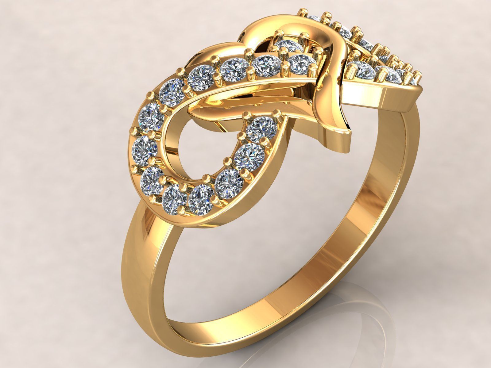 Infinity Heart Ring Diamonds 3D print model_2