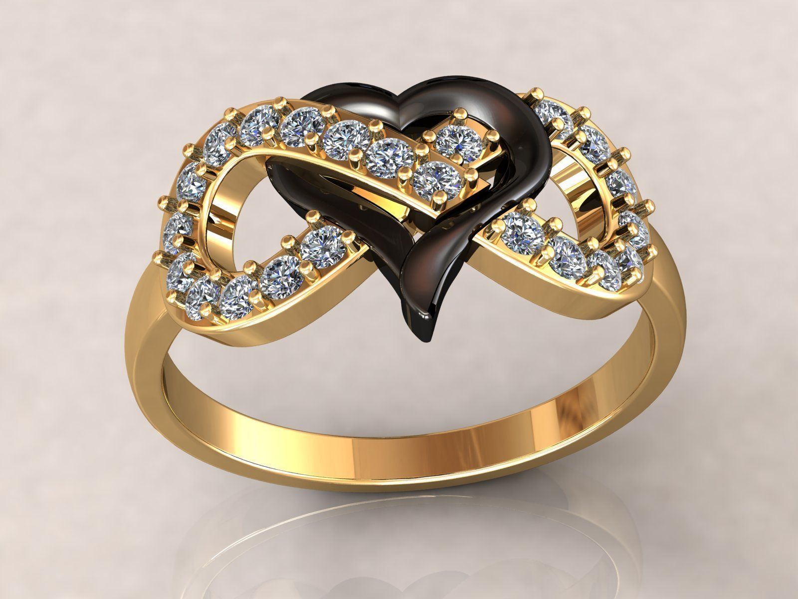 Infinity Heart Ring Diamonds 3D print model_8