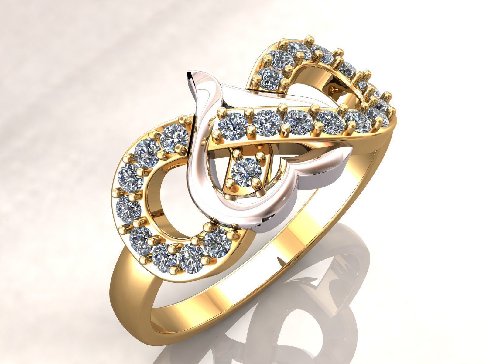 Infinity Heart Ring Diamonds 3D print model_3