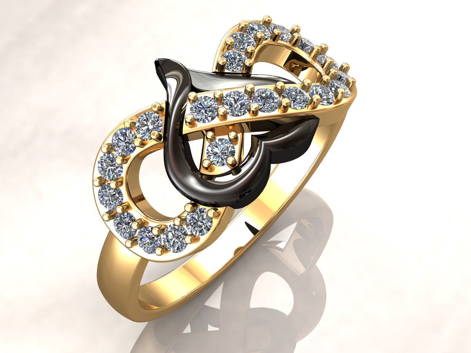 Infinity Heart Ring Diamonds 3D print model_7