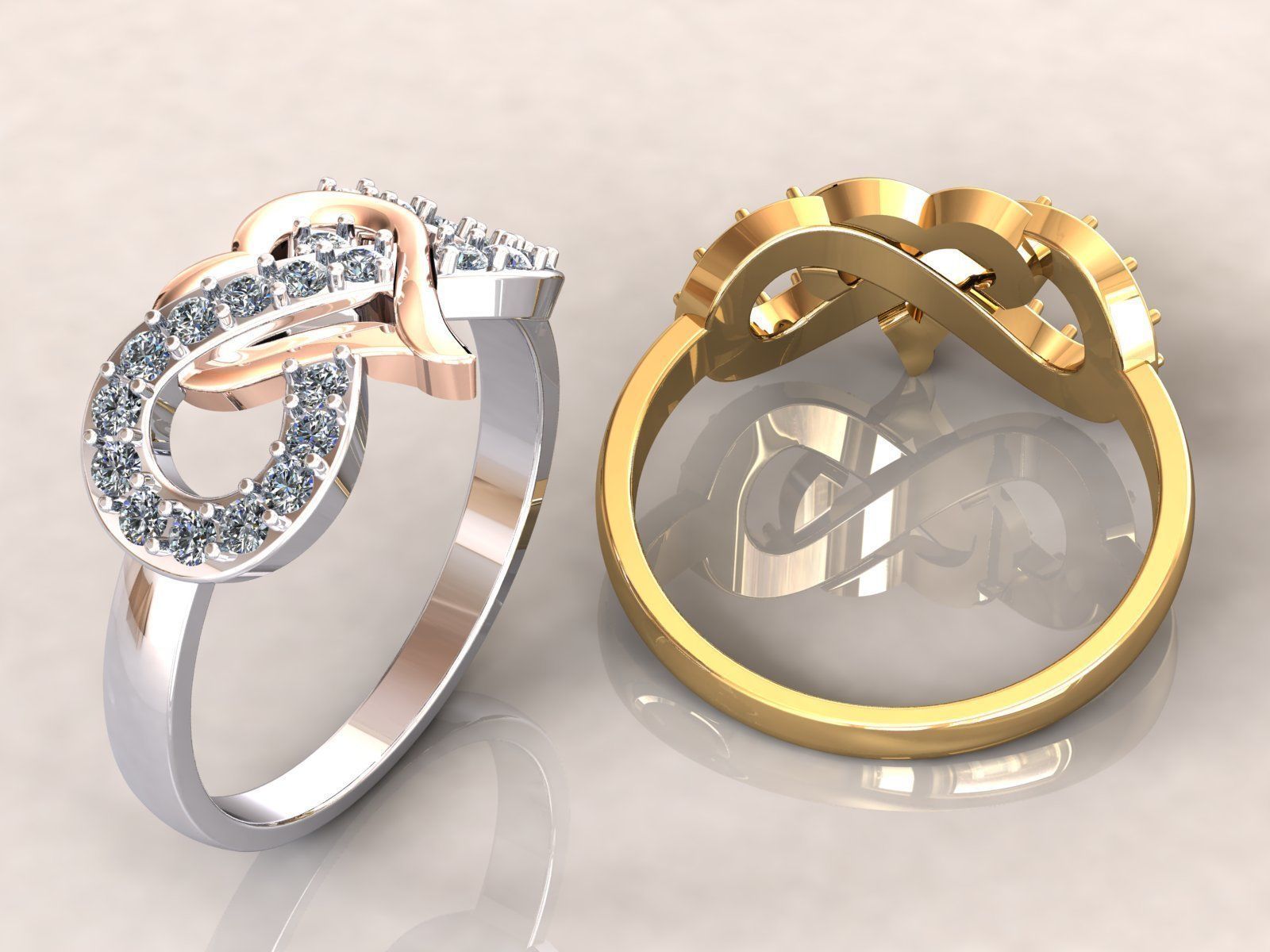 Infinity Heart Ring Diamonds 3D print model_4