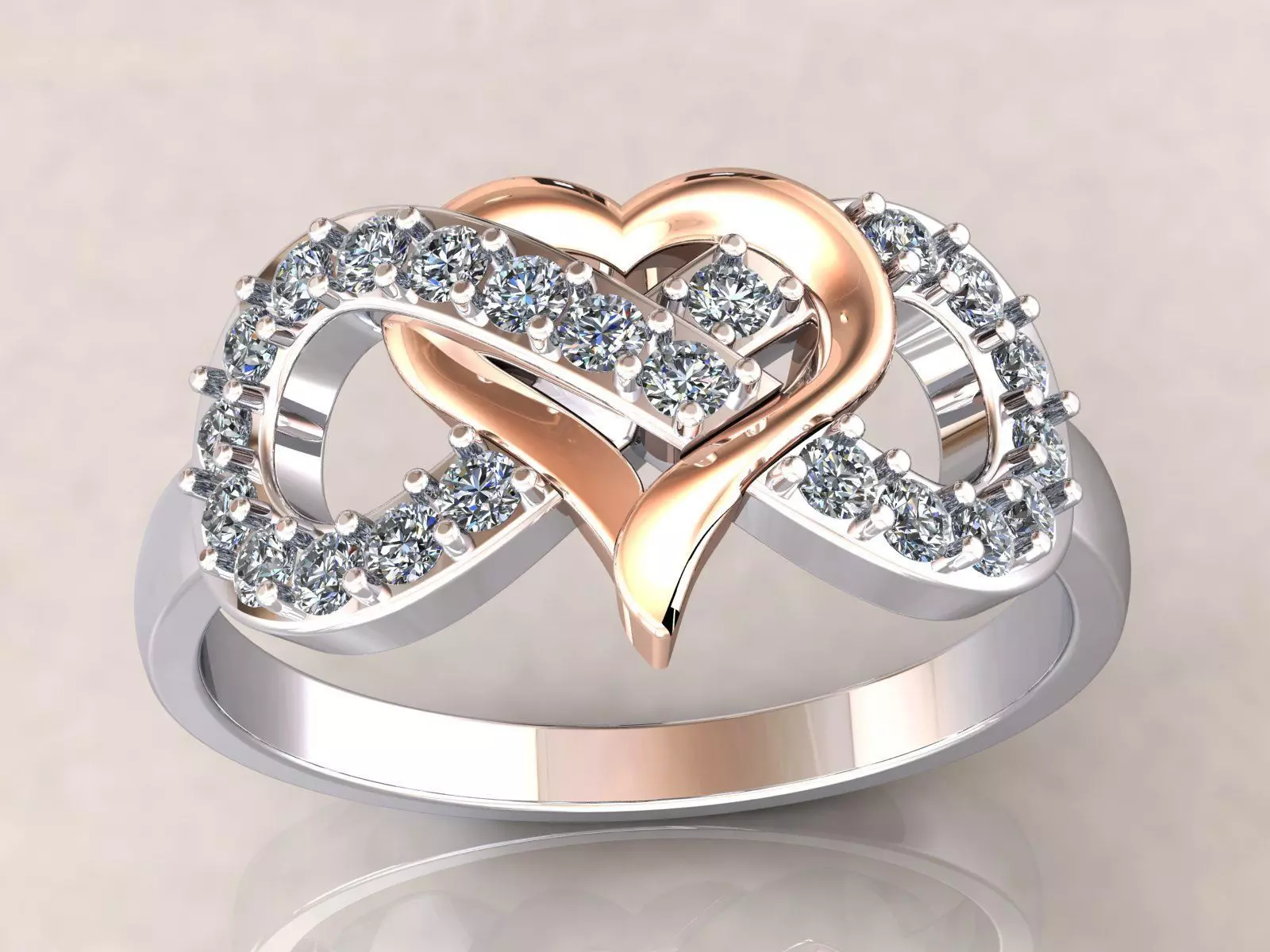 Infinity Heart Ring Diamonds 3D print model_0