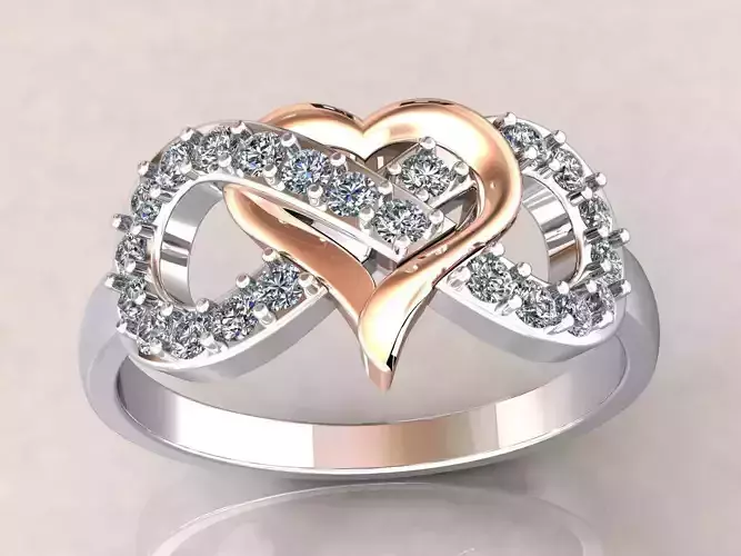 Infinity Heart Ring Diamonds 3D print model