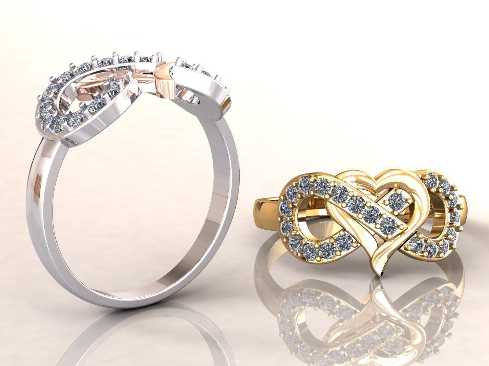 Infinity Heart Ring Diamonds 3D print model_6
