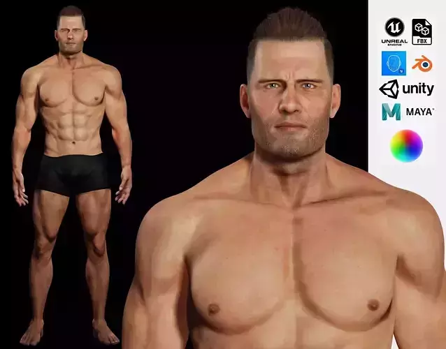 Realistic Athlete Man G1 Low-poly 3D model