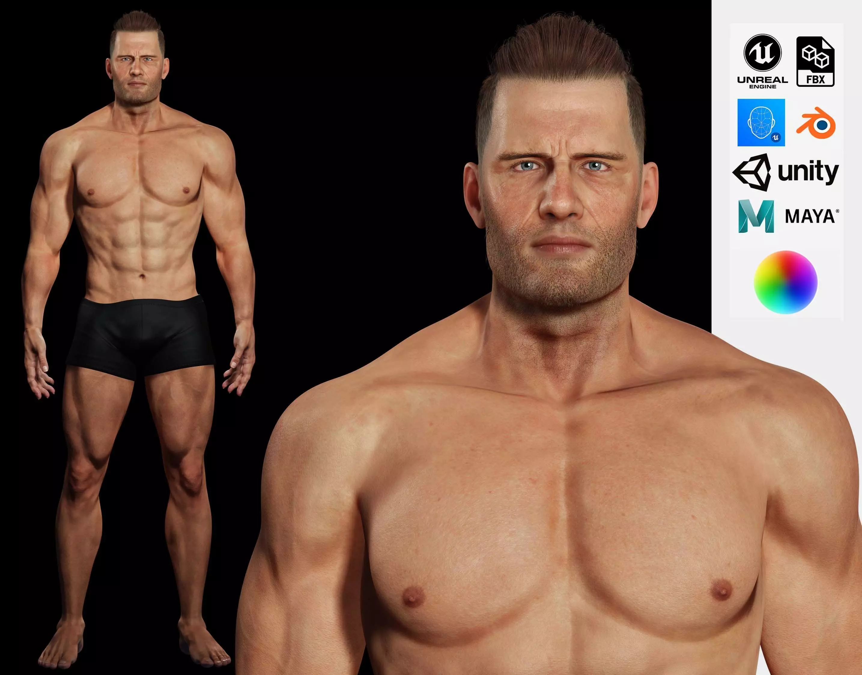 Realistic Athlete Man G1 Low-poly 3D model_0