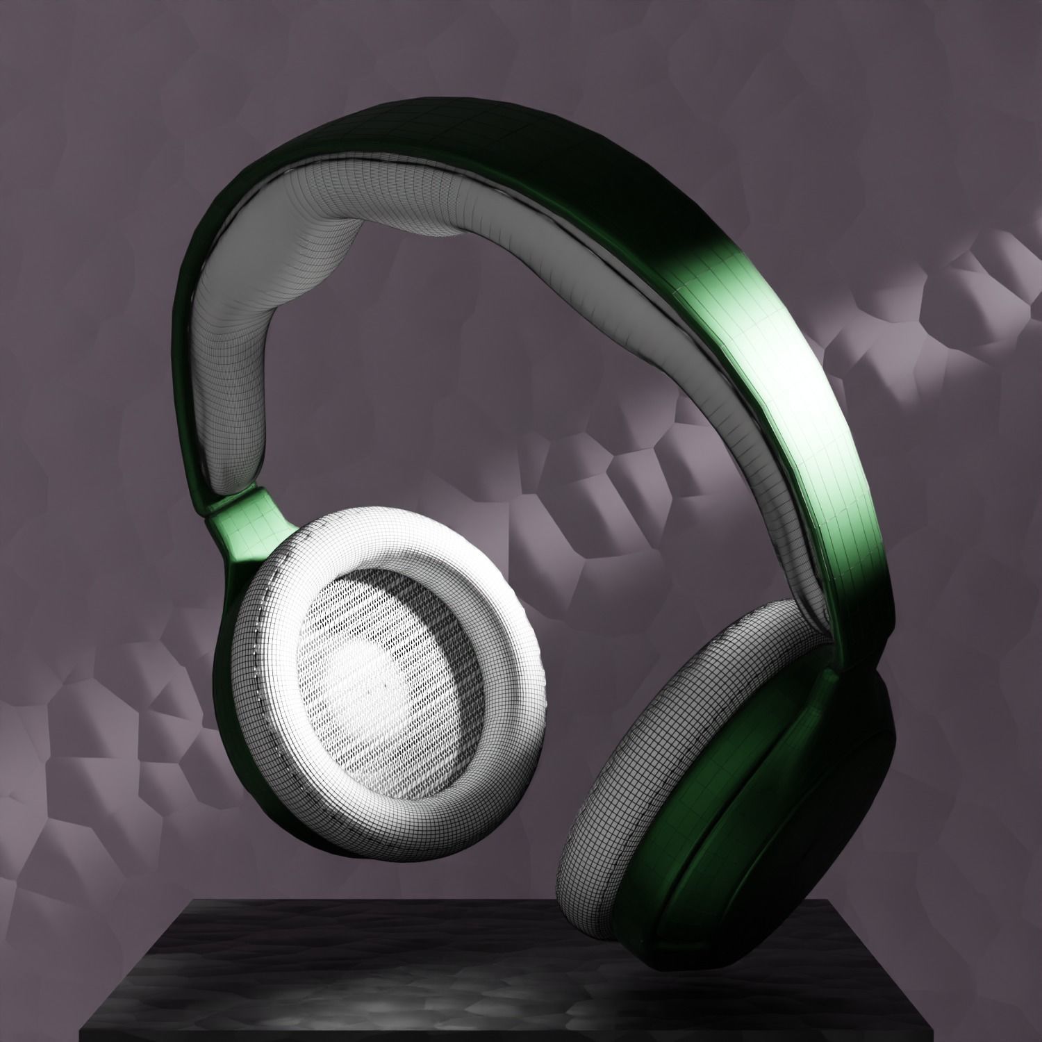 Headphones 3d model - Green Low-poly 3D model_7