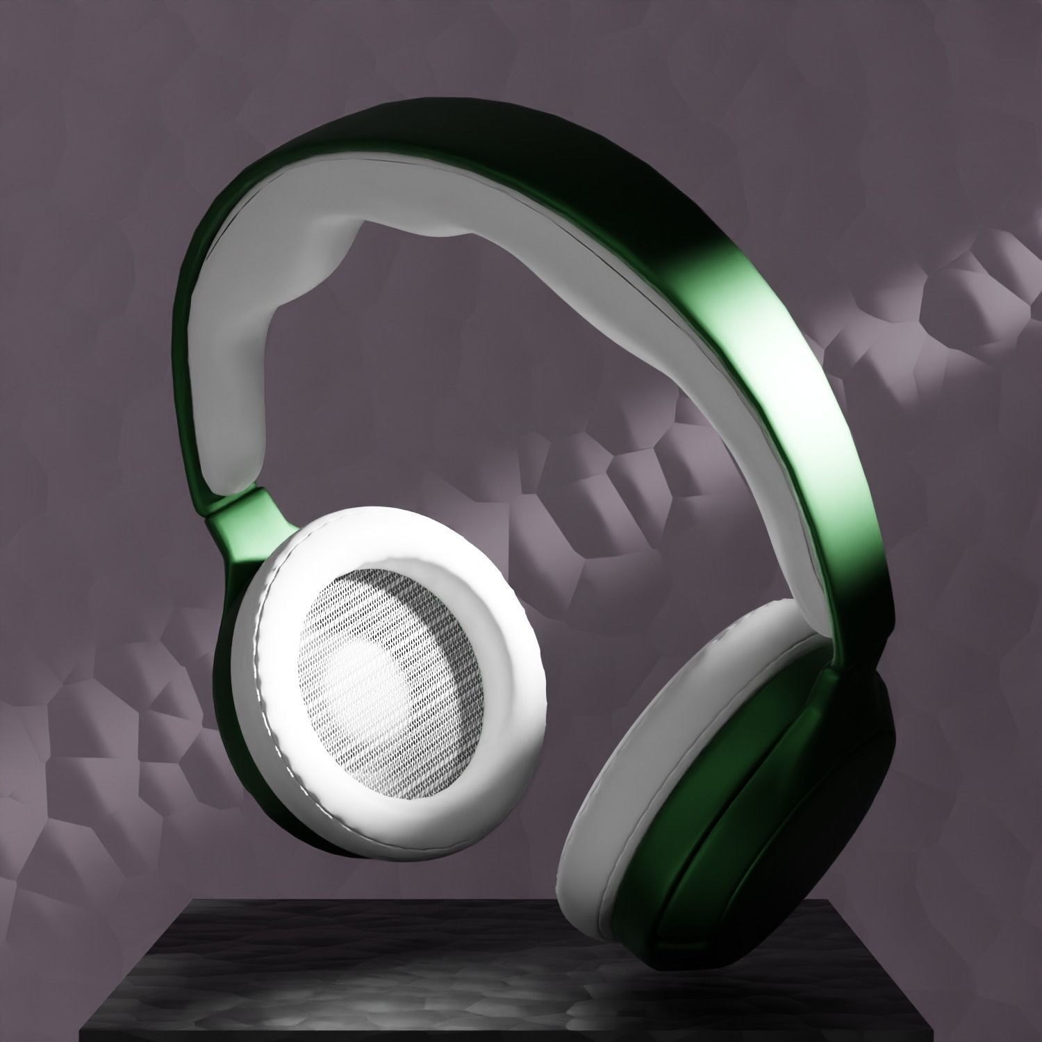 Headphones 3d model - Green Low-poly 3D model_5