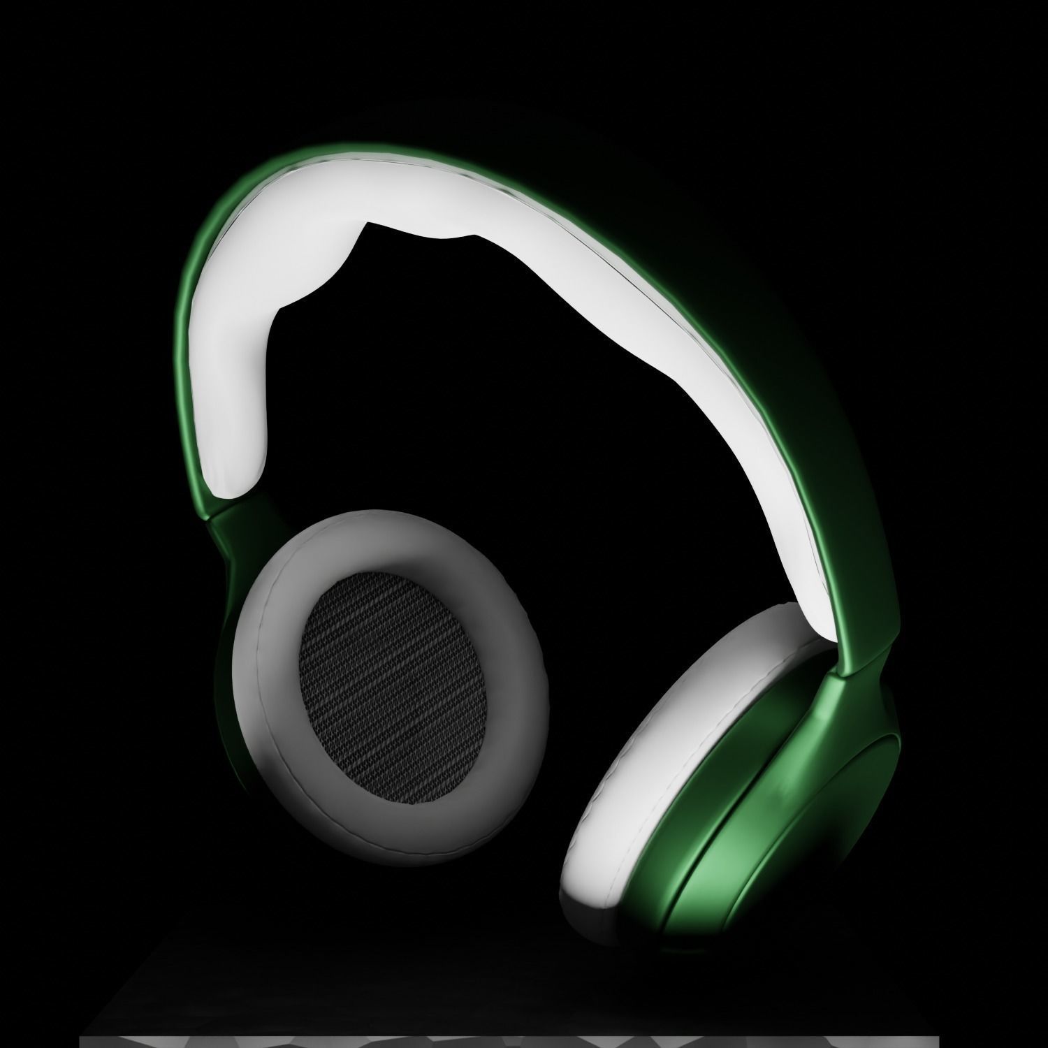 Headphones 3d model - Green Low-poly 3D model_3