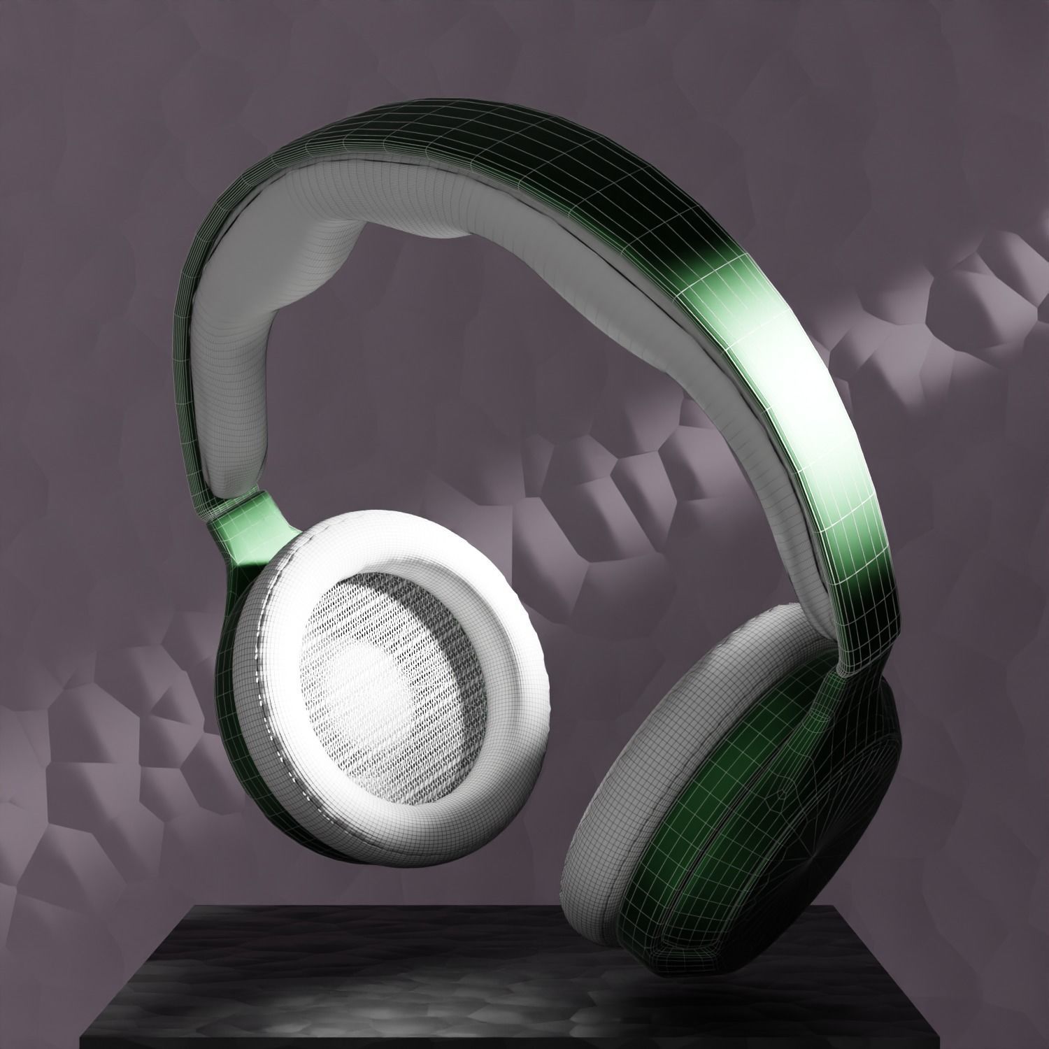 Headphones 3d model - Green Low-poly 3D model_6