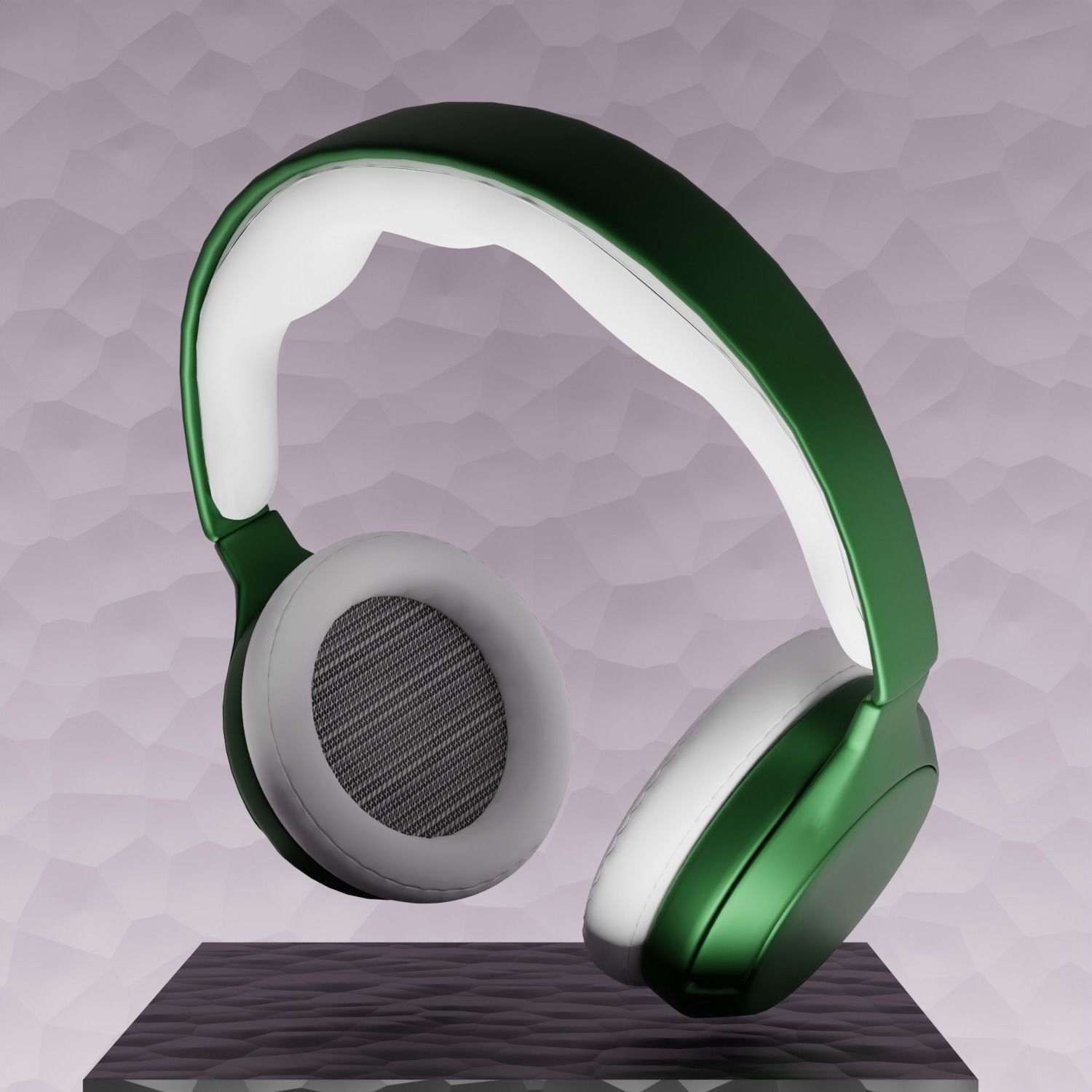 Headphones 3d model - Green Low-poly 3D model_4