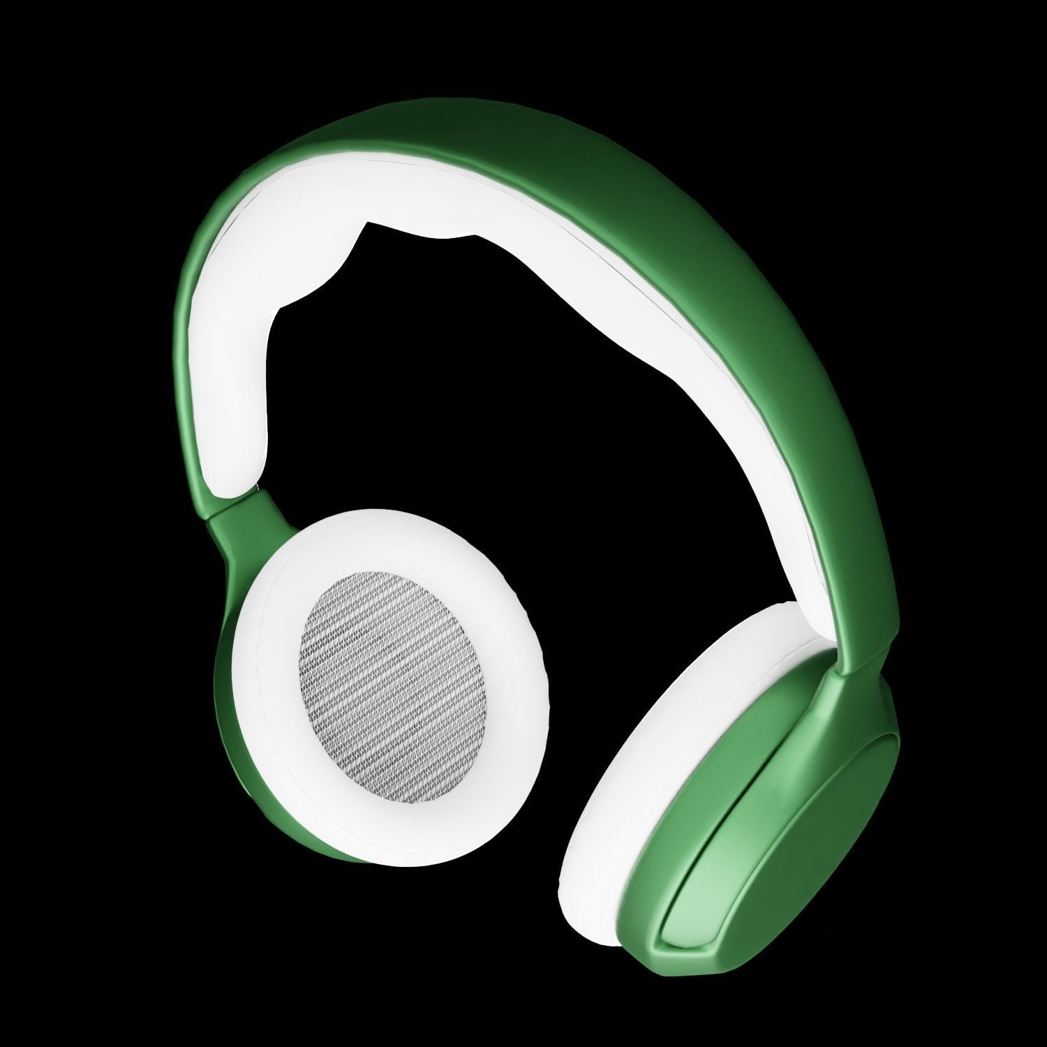 Headphones 3d model - Green Low-poly 3D model_2