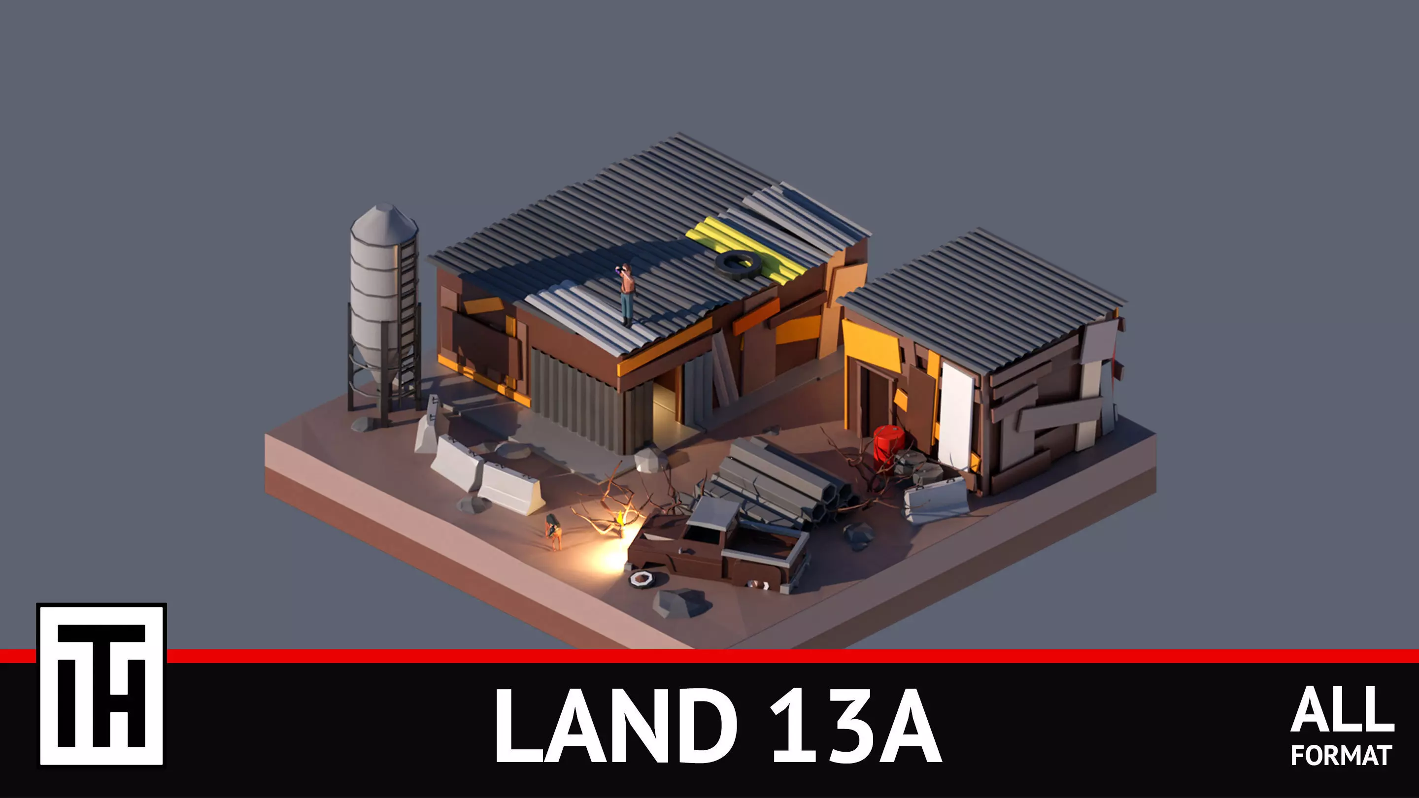 land 13A Low-poly 3D model_0