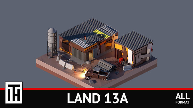 land 13A Low-poly 3D model