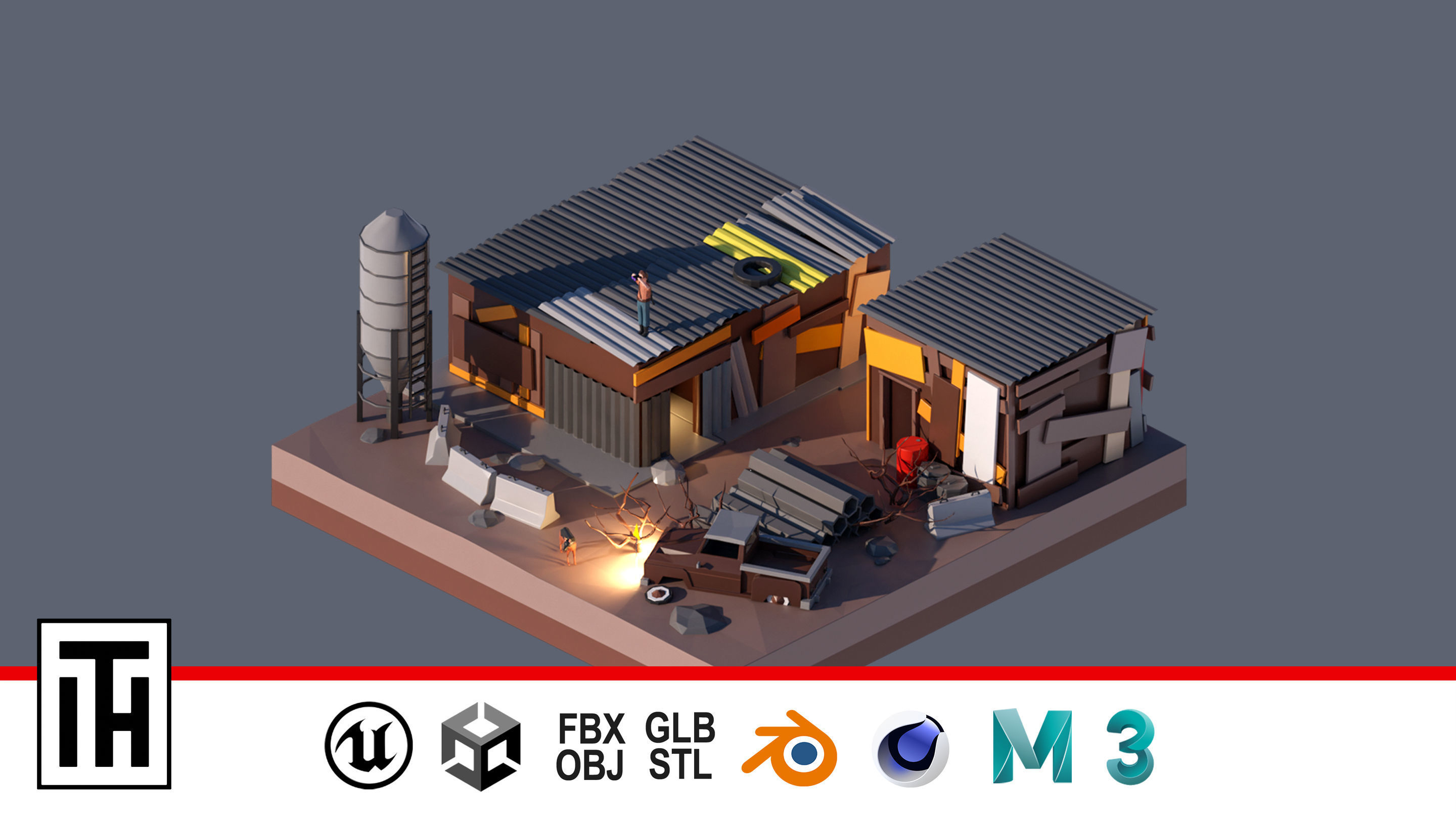 land 13A Low-poly 3D model_1