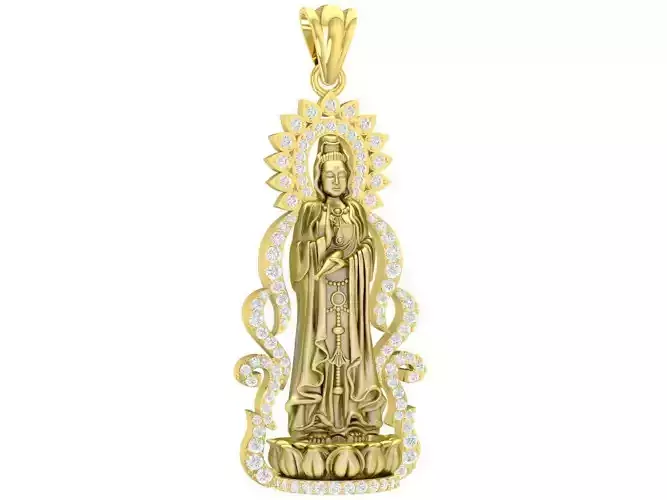 lucky fengshui diamond guanyin buddha pendant 3302
