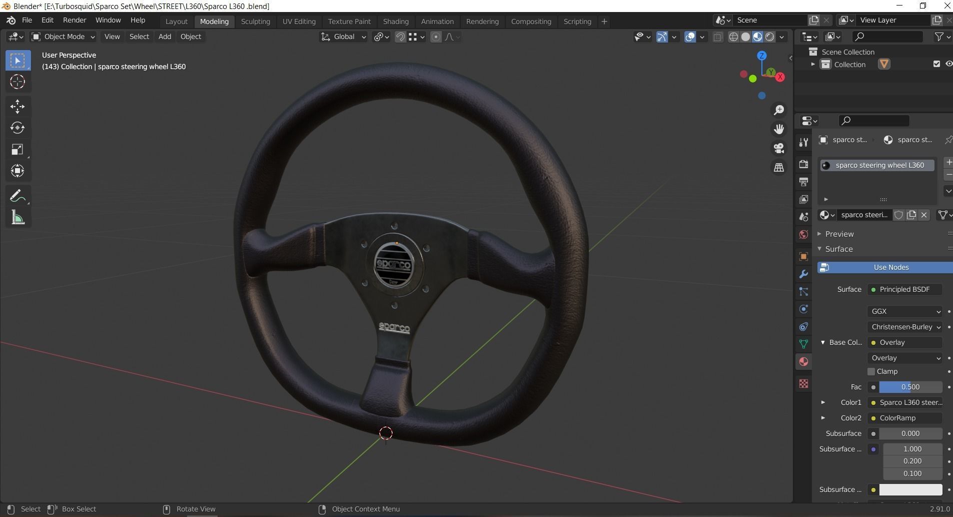Steering Wheel Sparco L360 3D model_9