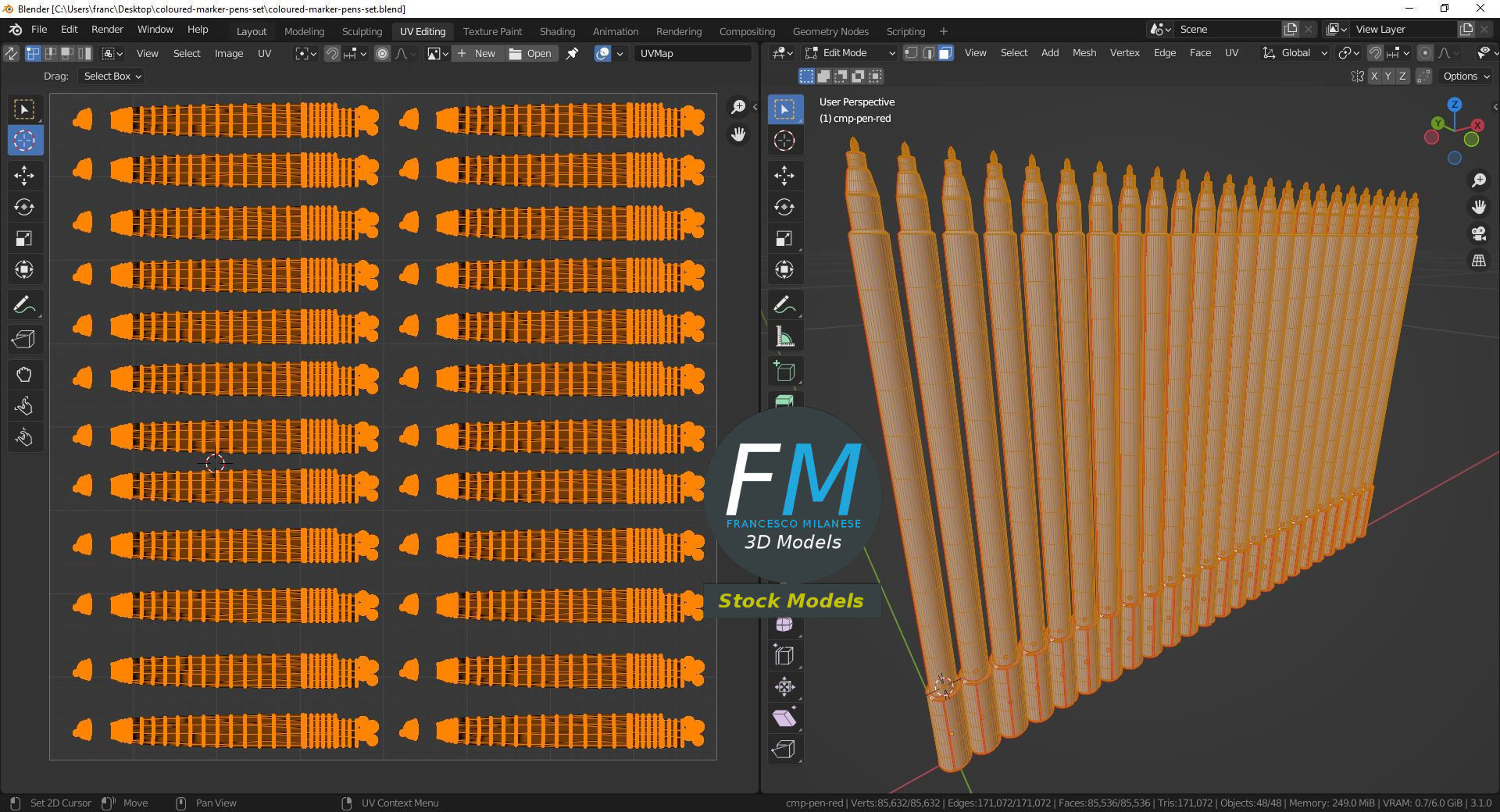 Coloured marker pens set 3D model_10