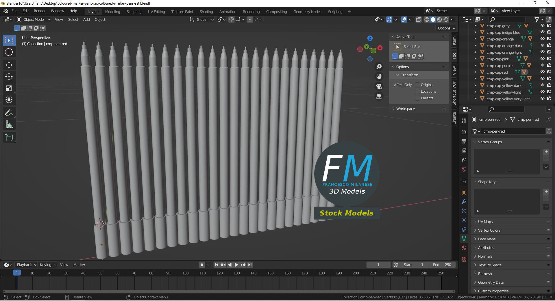 Coloured marker pens set 3D model_9