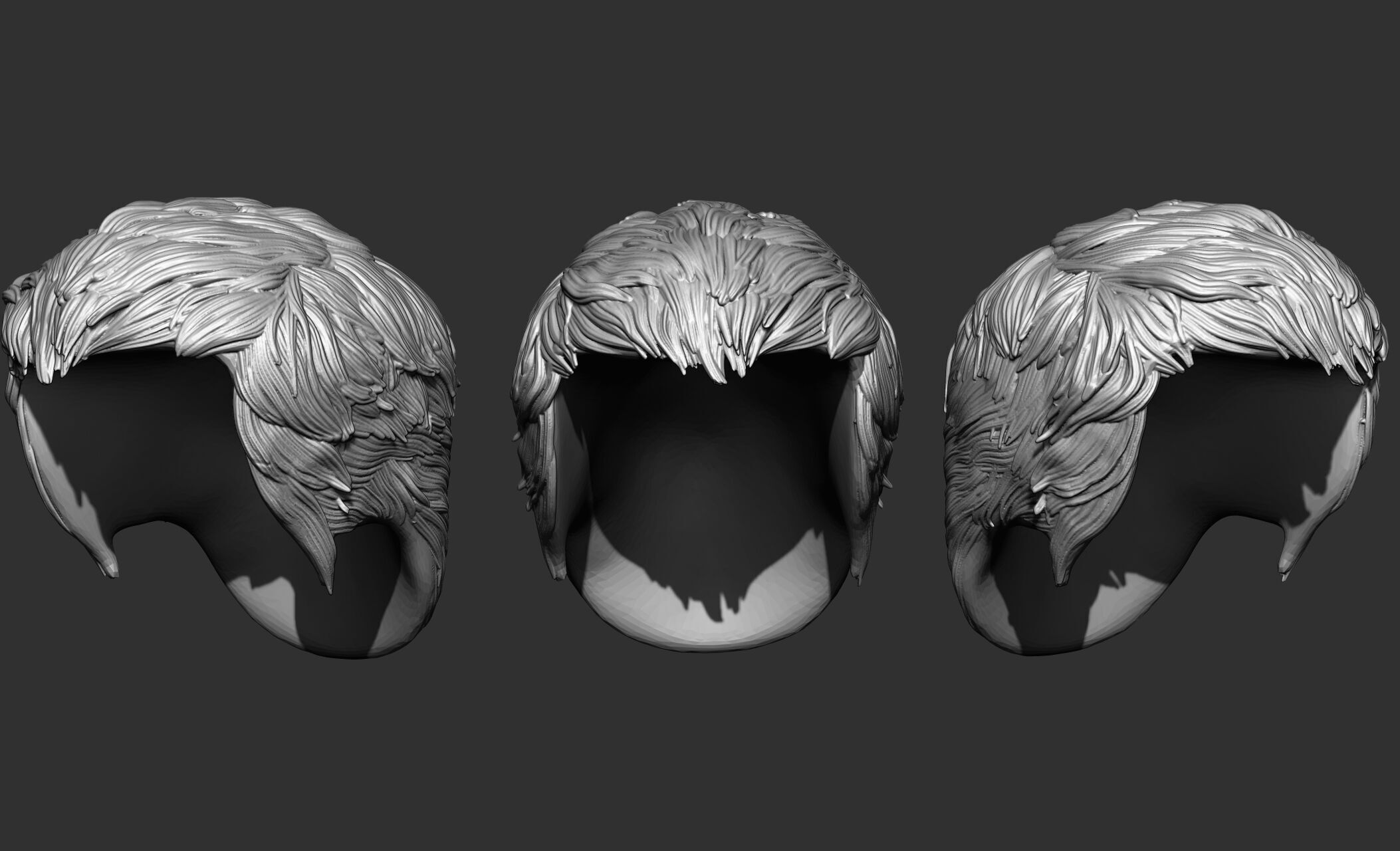 18 Male hair 3D model_2