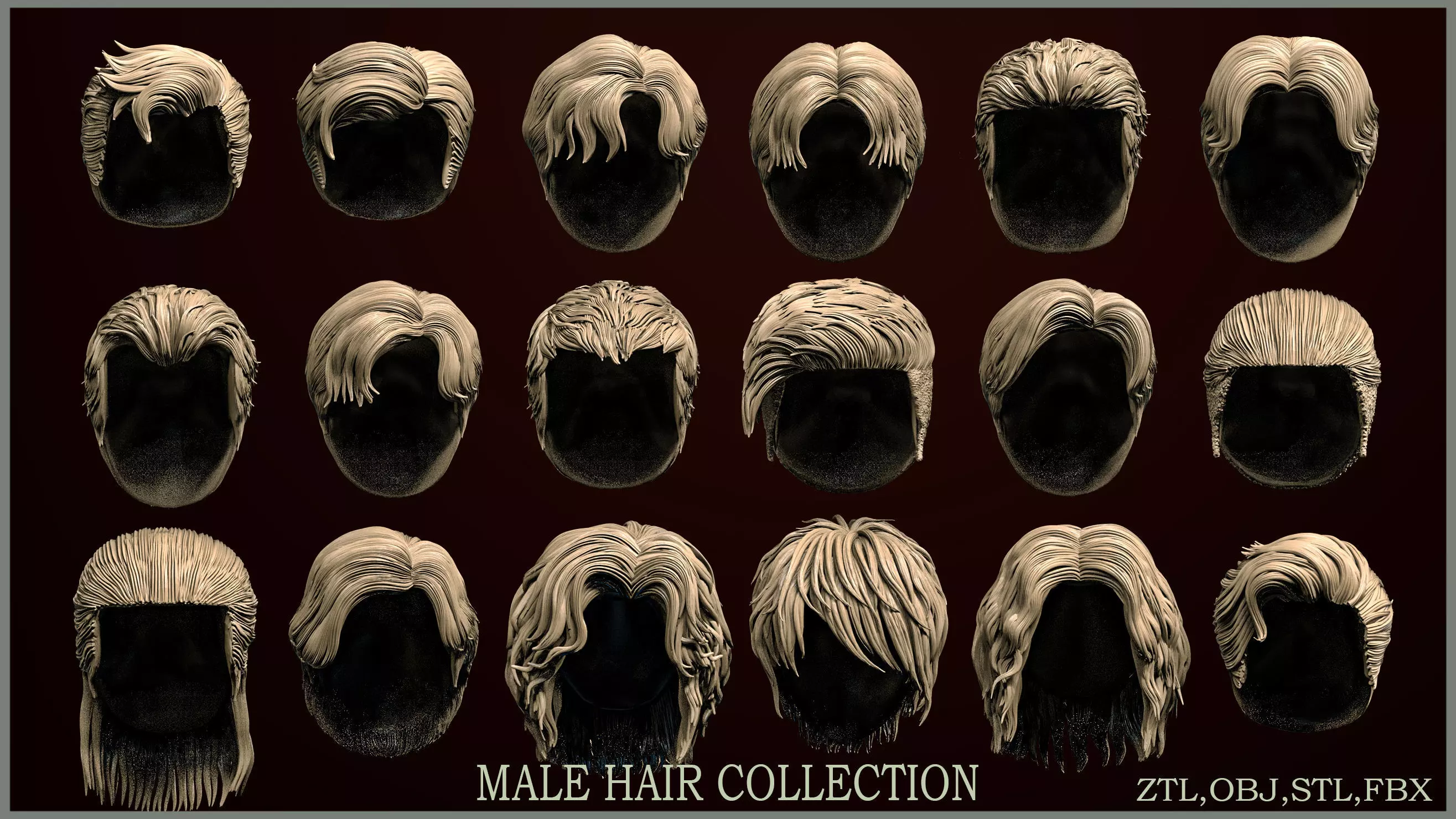 18 Male hair 3D model_0