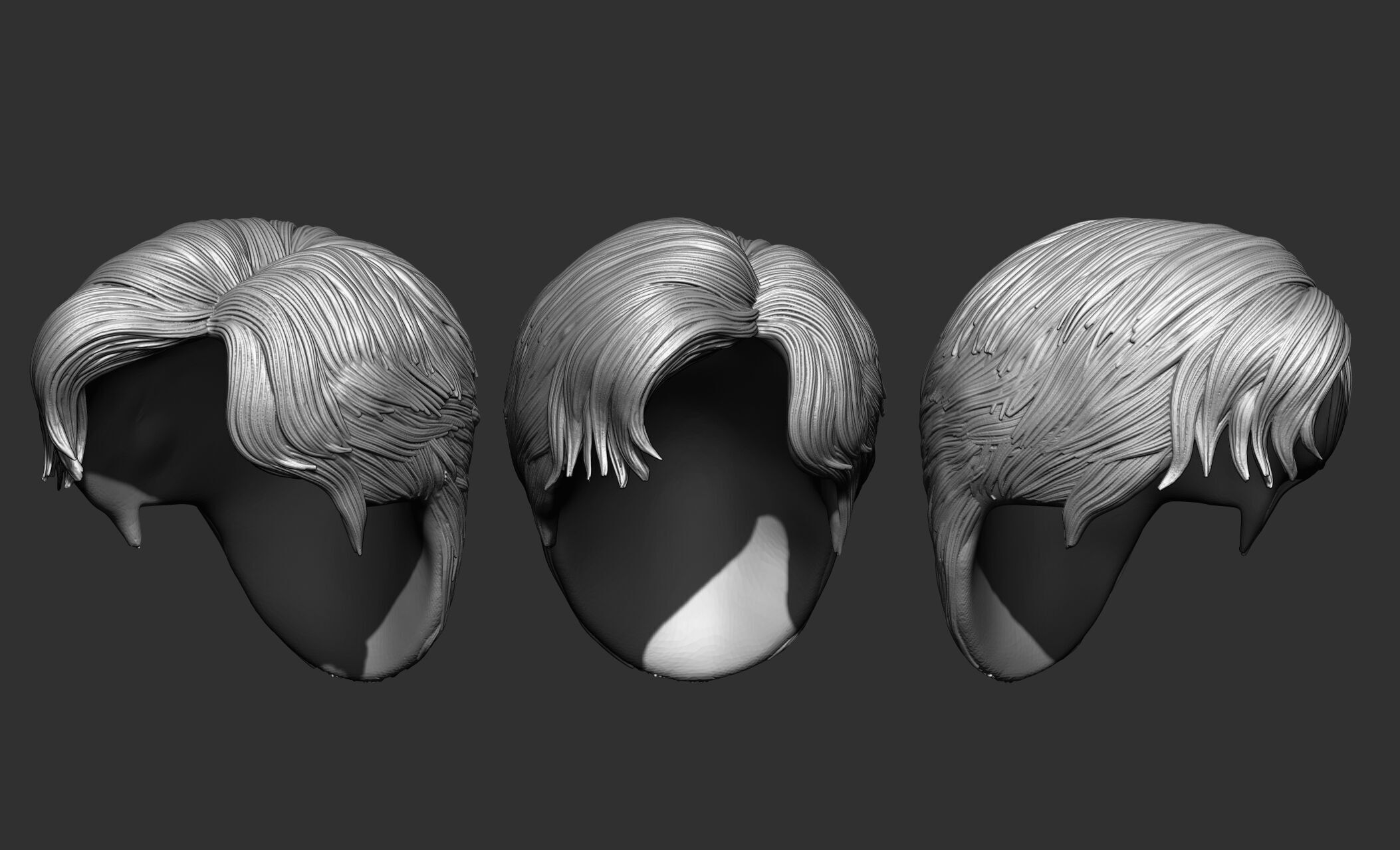 18 Male hair 3D model_15