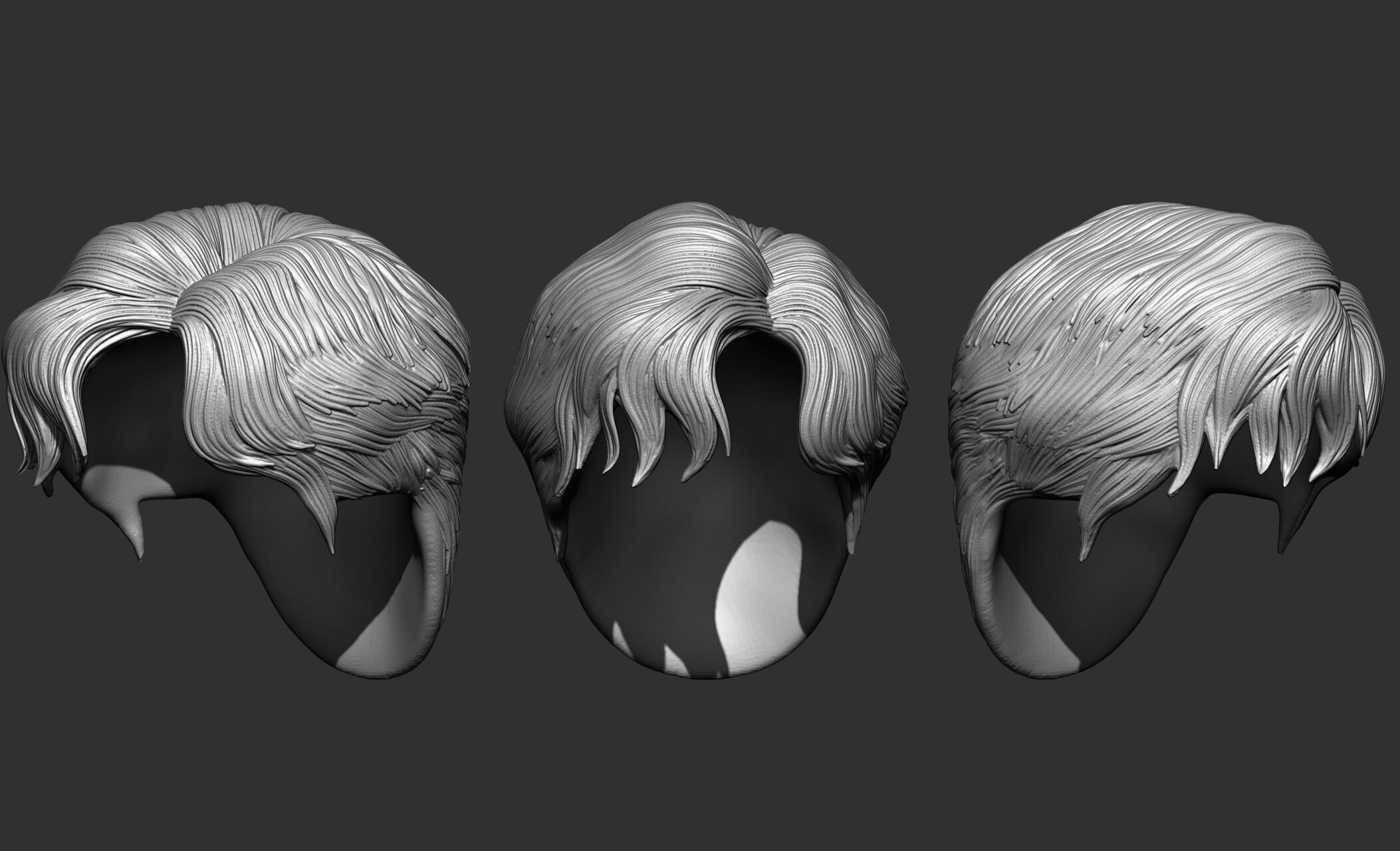 18 Male hair 3D model_13
