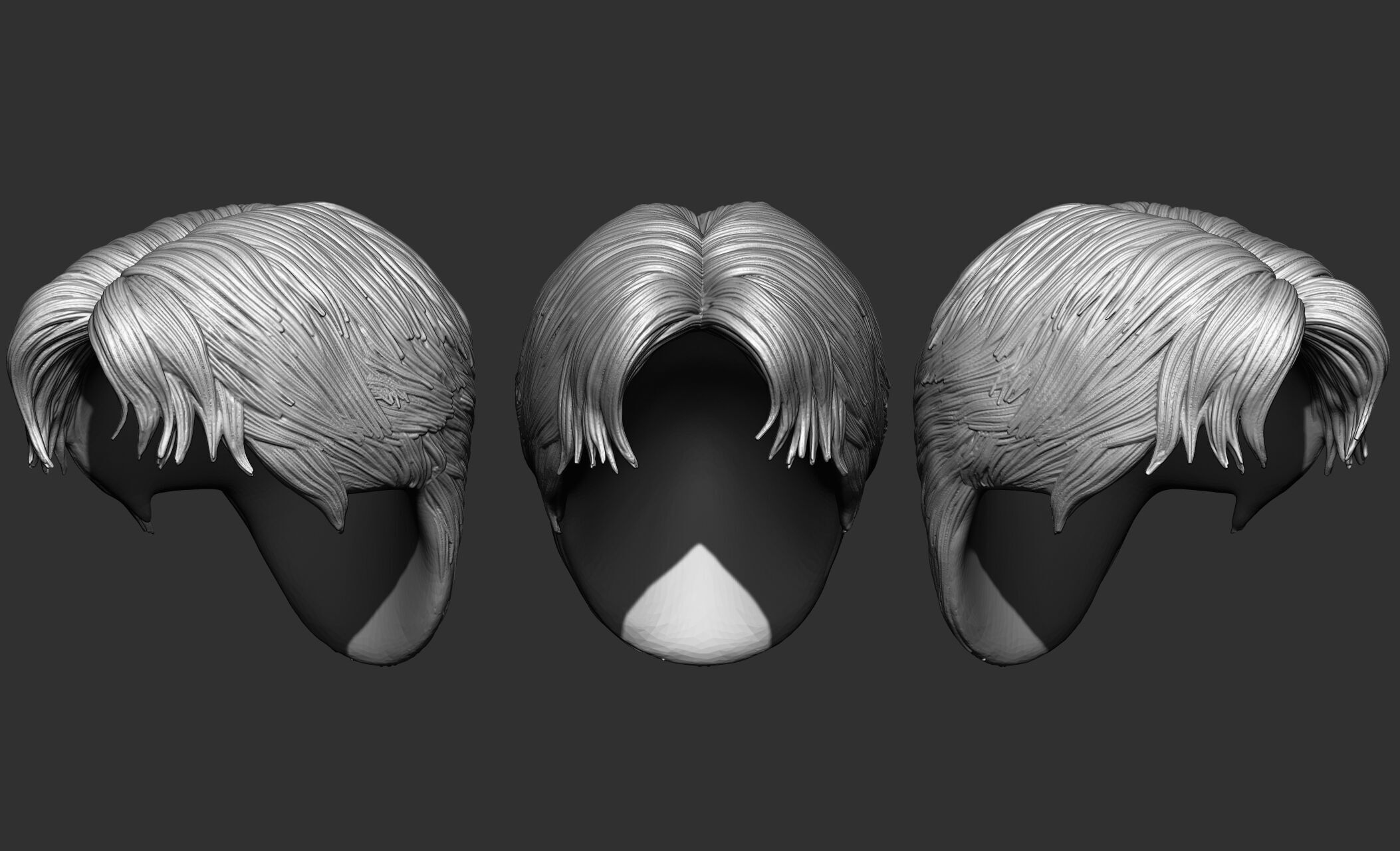 18 Male hair 3D model_16