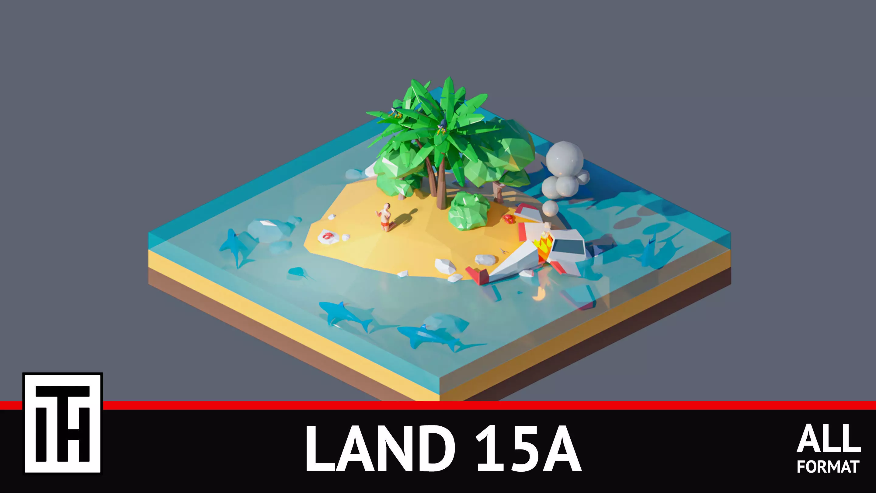 land 15A Low-poly 3D model_0