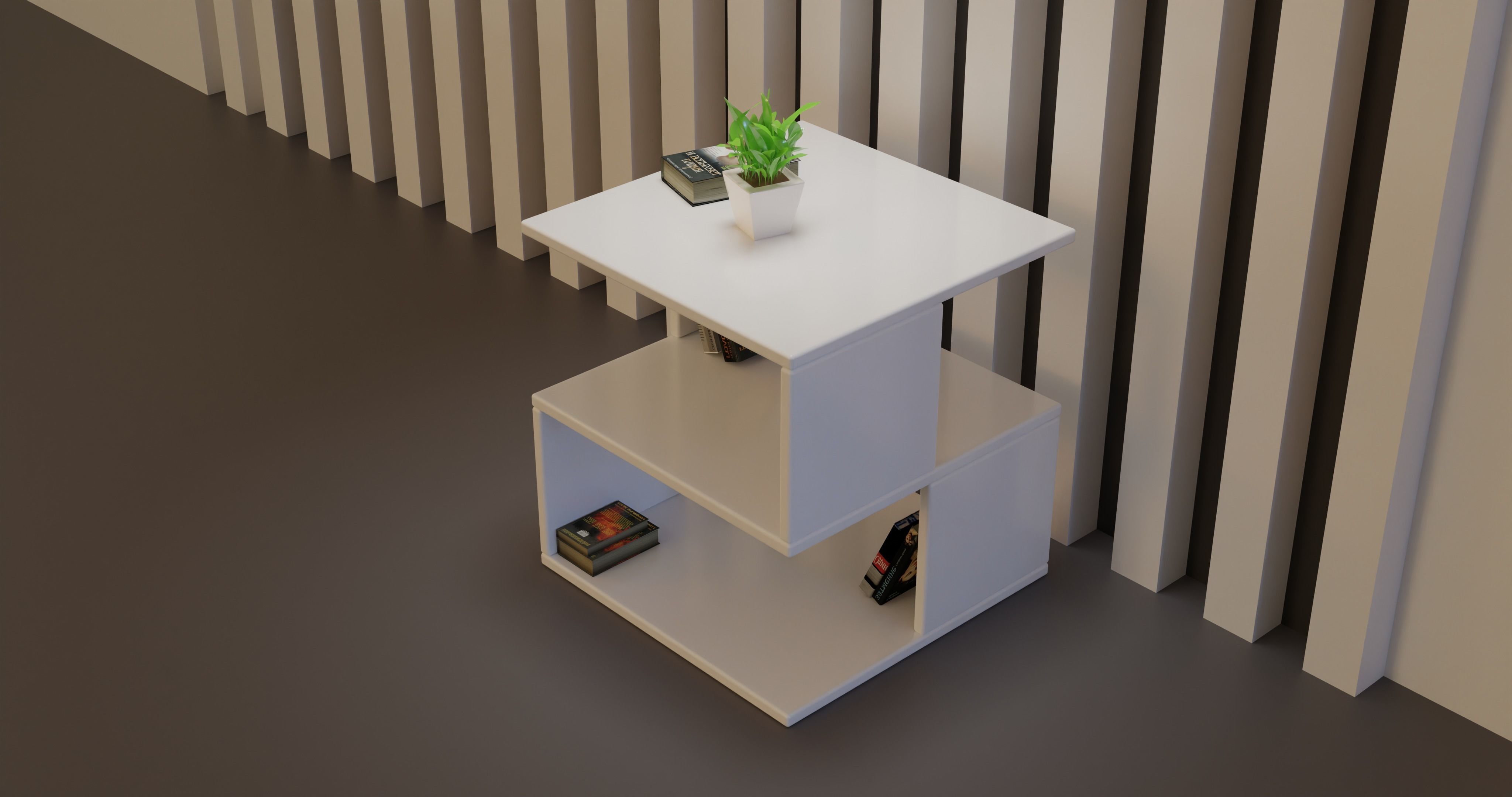 Bed Side Wood Table 3D model_4