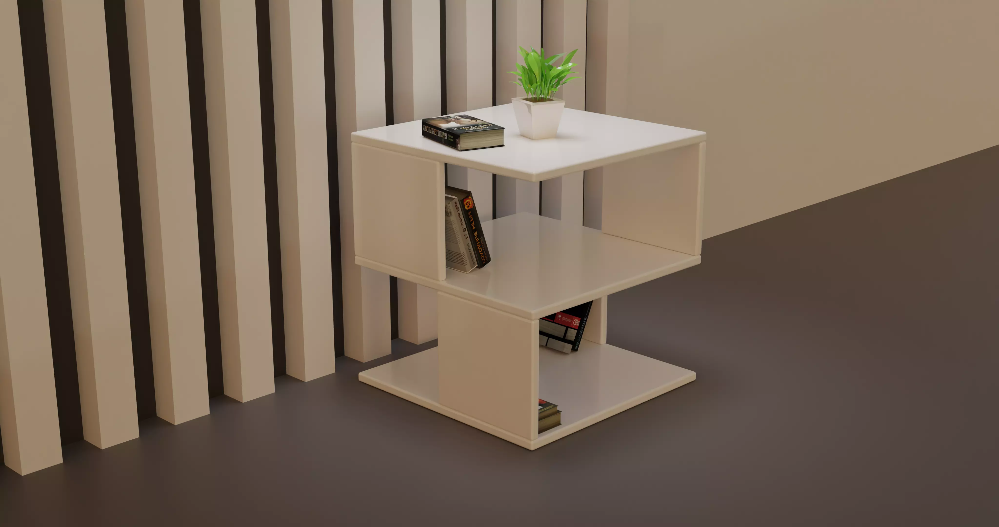 Bed Side Wood Table 3D model_0