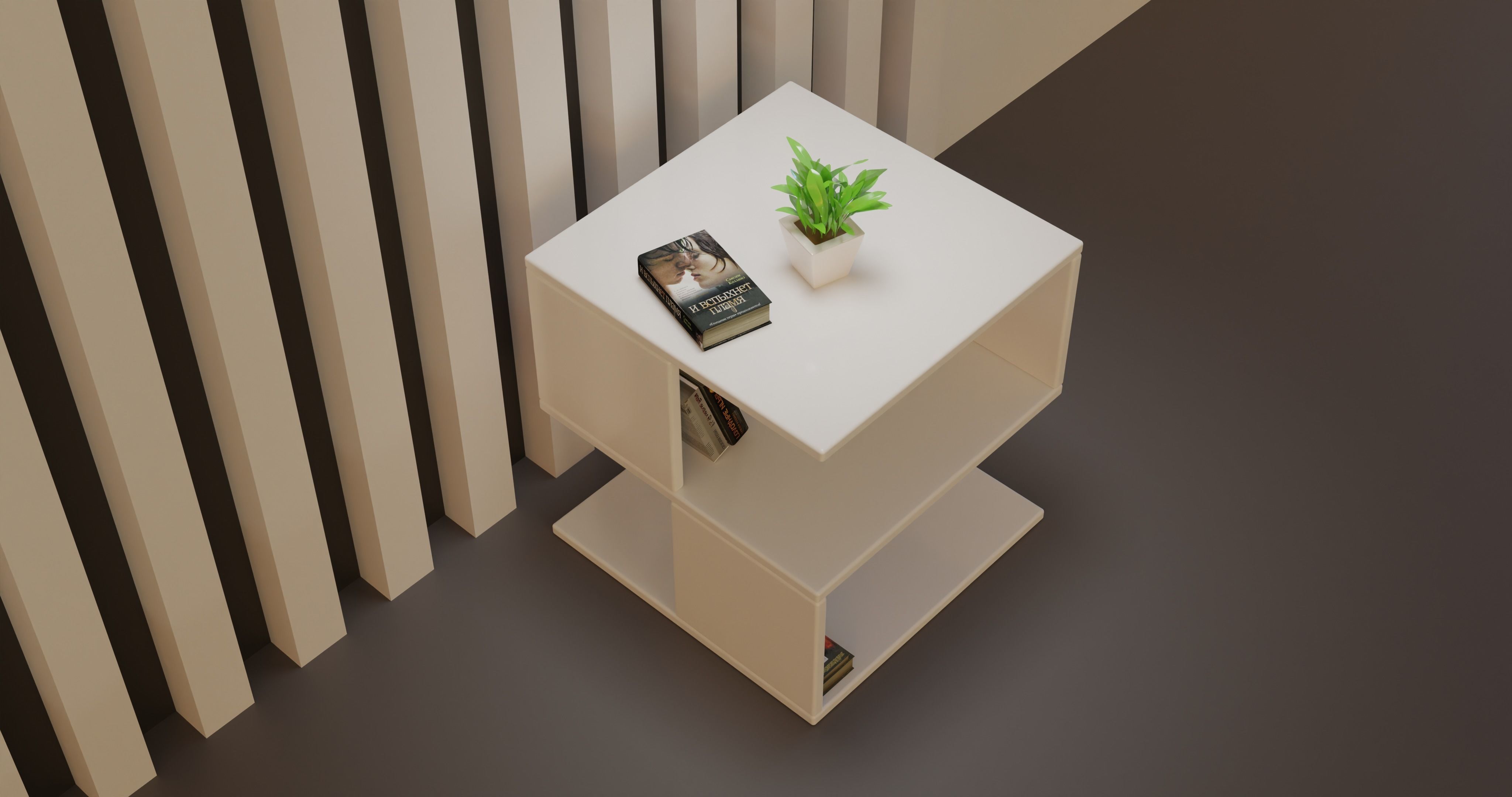 Bed Side Wood Table 3D model_3