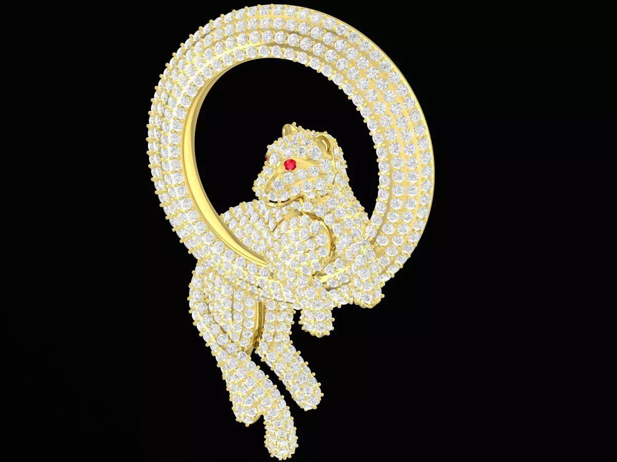 Diamond Monkey Pendant with Circular Frame 3303 3D print model