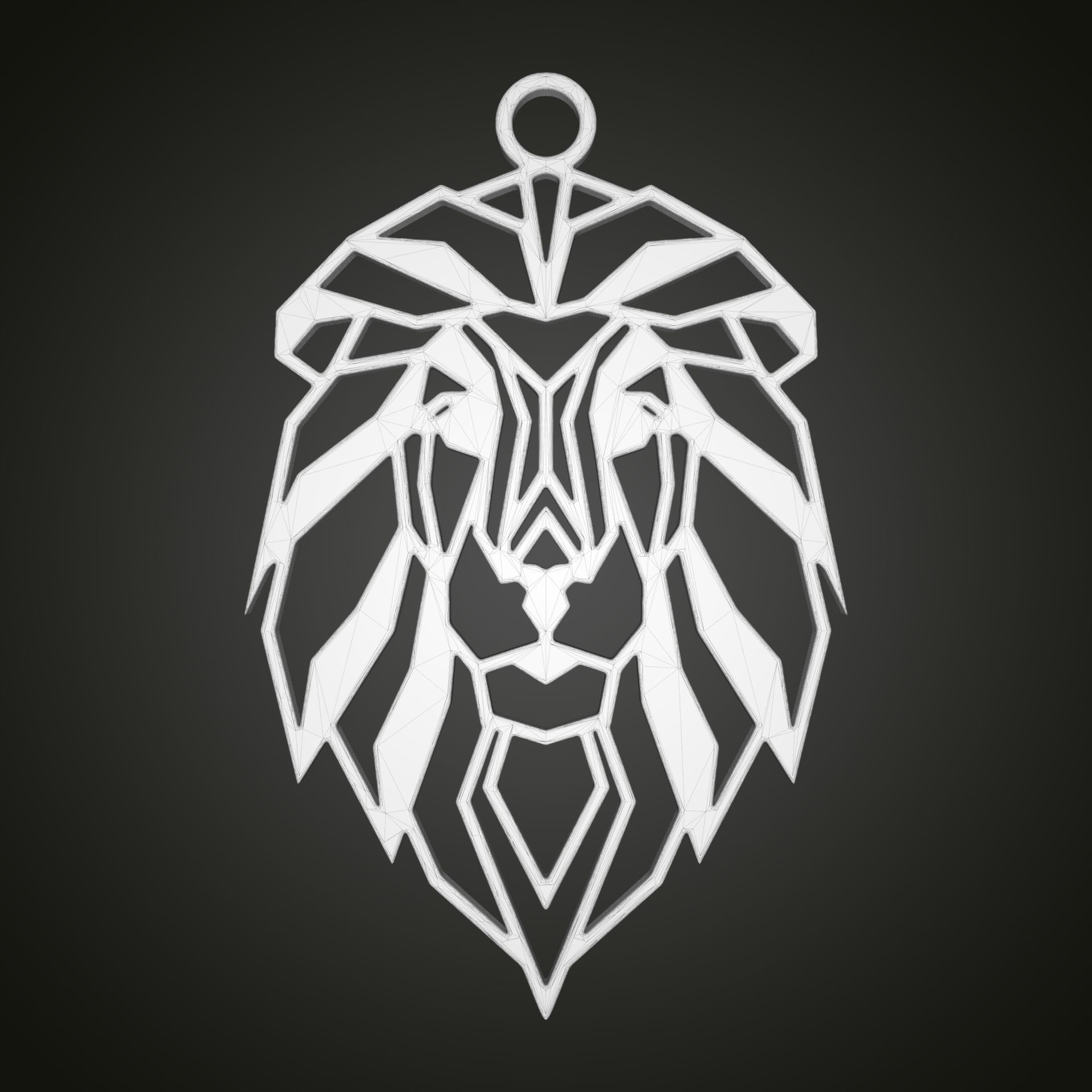 Linear lion pendant 3D print model_9