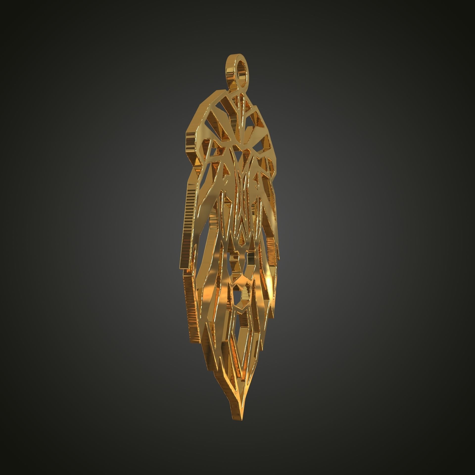 Linear lion pendant 3D print model_5