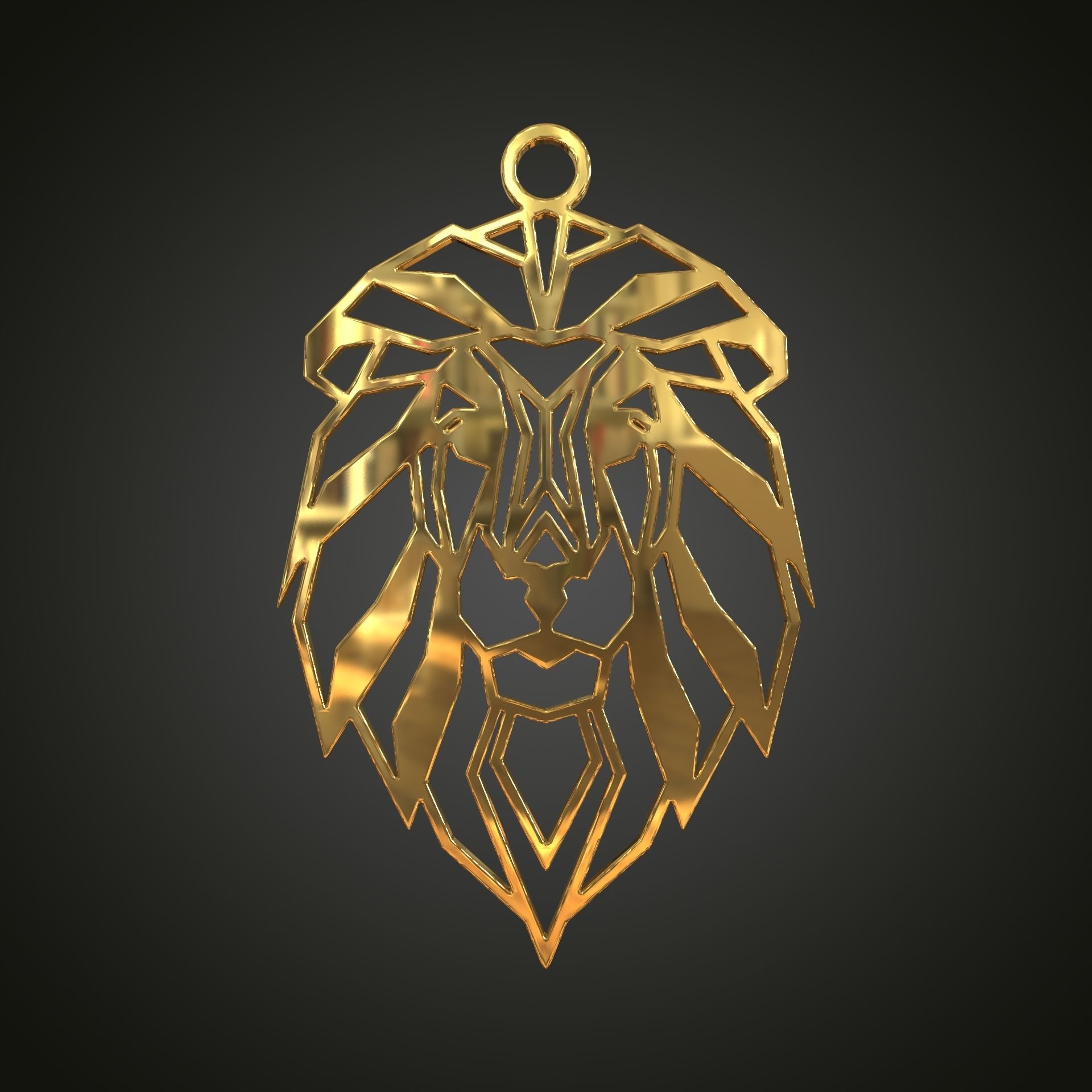 Linear lion pendant 3D print model_8