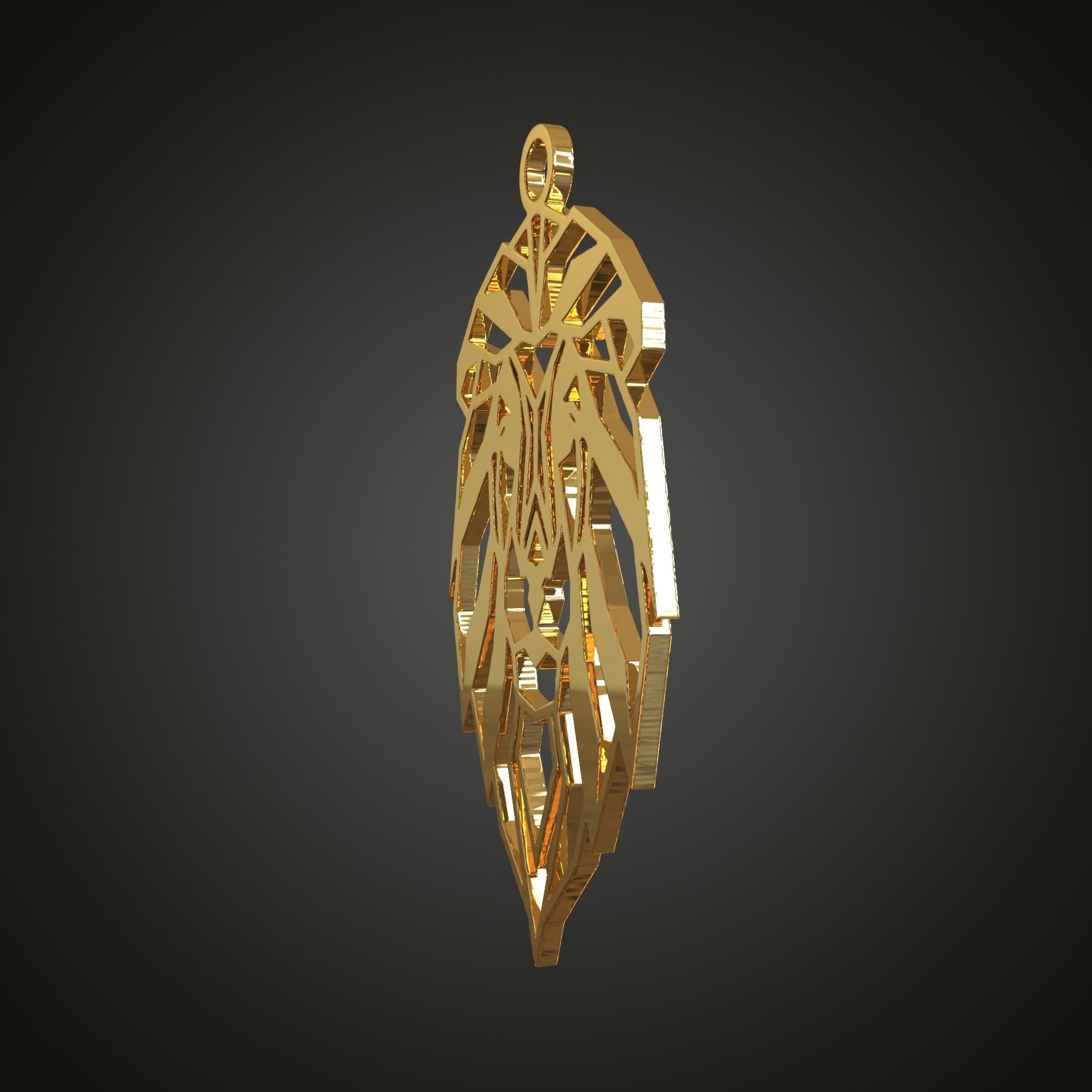 Linear lion pendant 3D print model_3